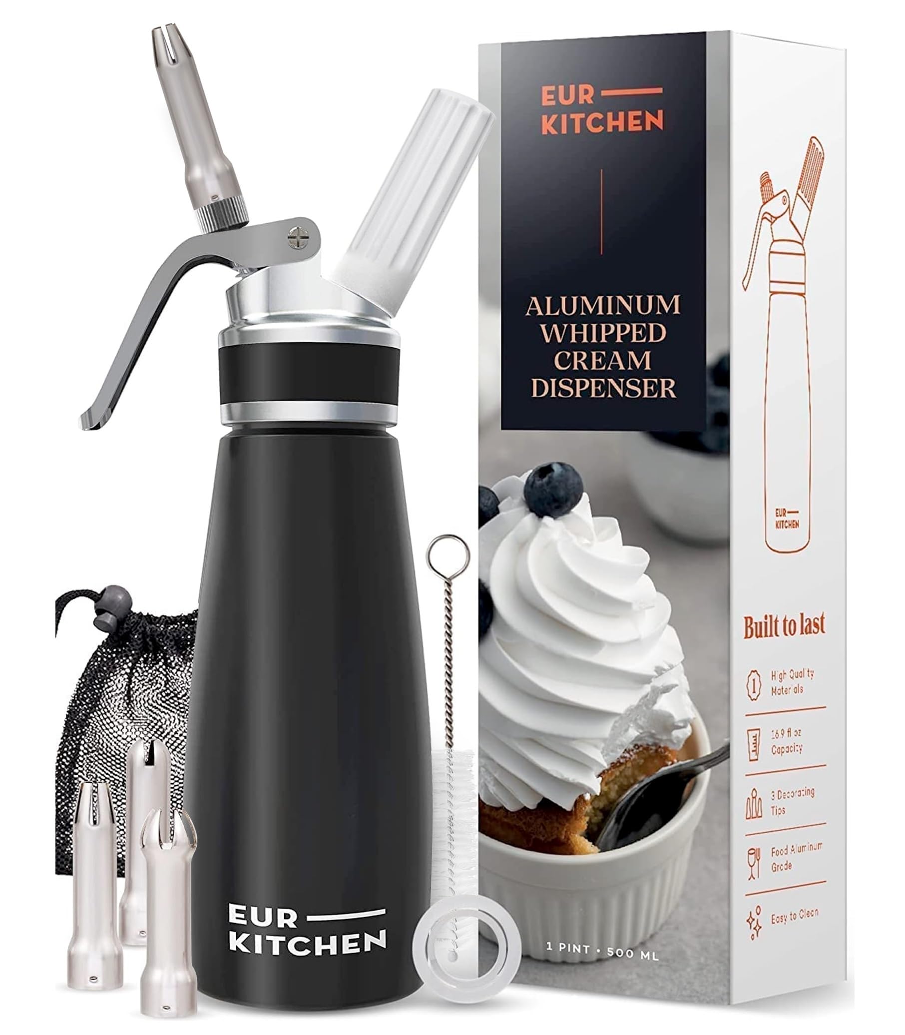 EurKitchen Aluminum Whip Cream Dispenser