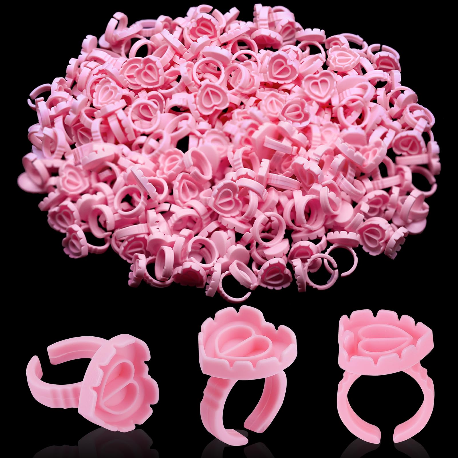 Pretty memory Heart Glue Rings — 300 Heart-Shaped Holders for Volume Fans