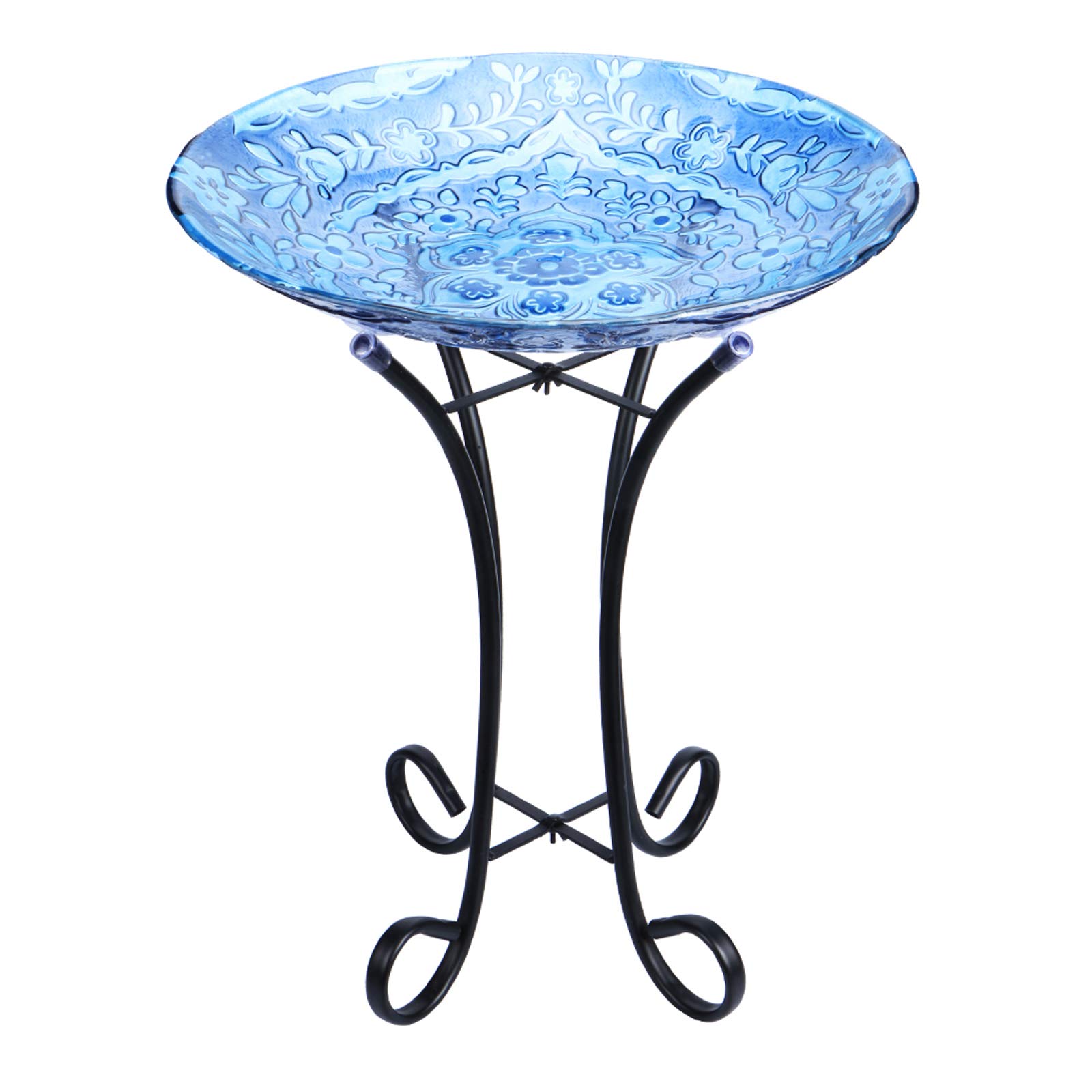 MUMTOP Glass Birdbath with Stand 18"