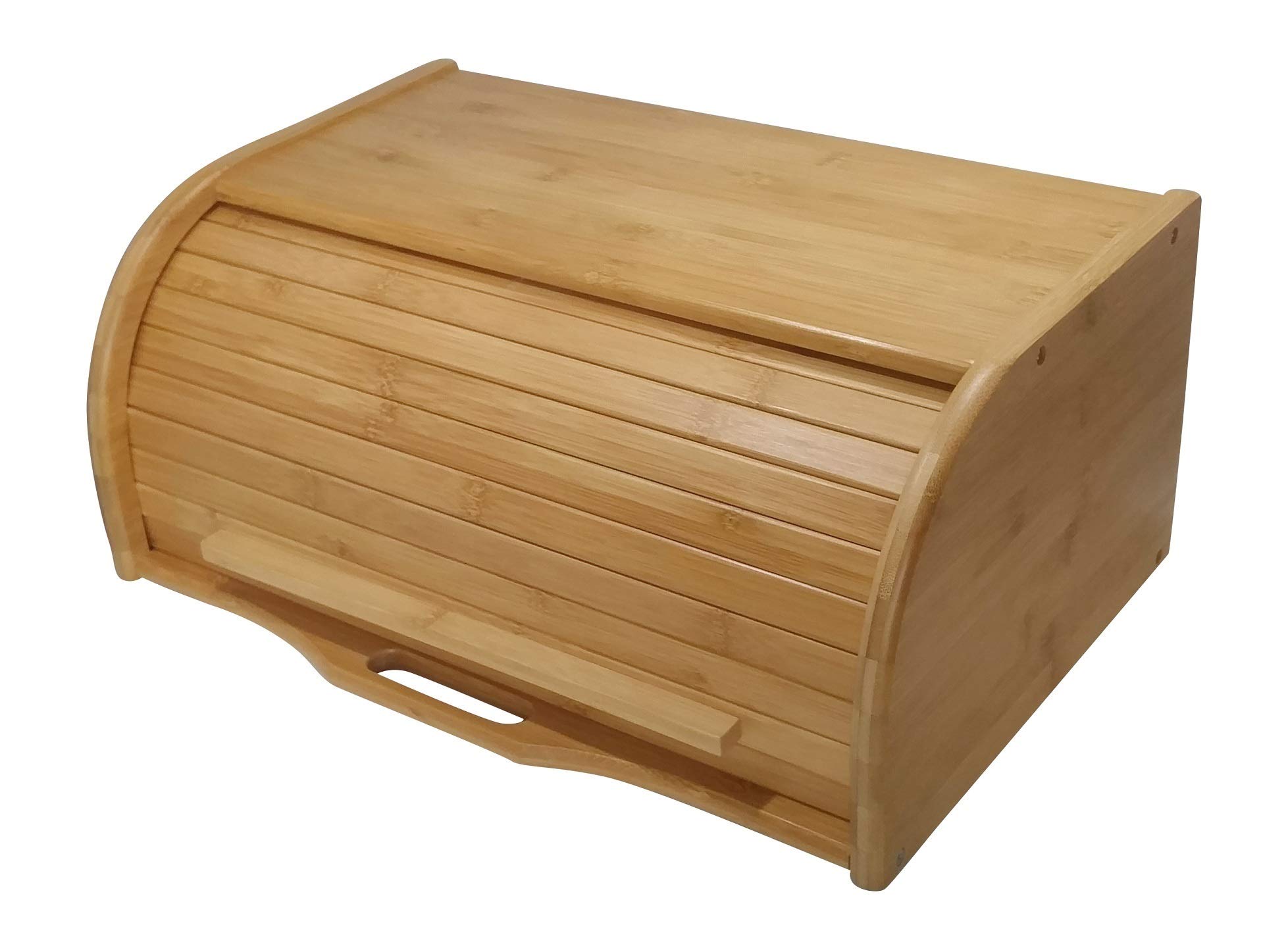 Large Bamboo Roll Top Bread Box — Natural Wooden Bread Bin