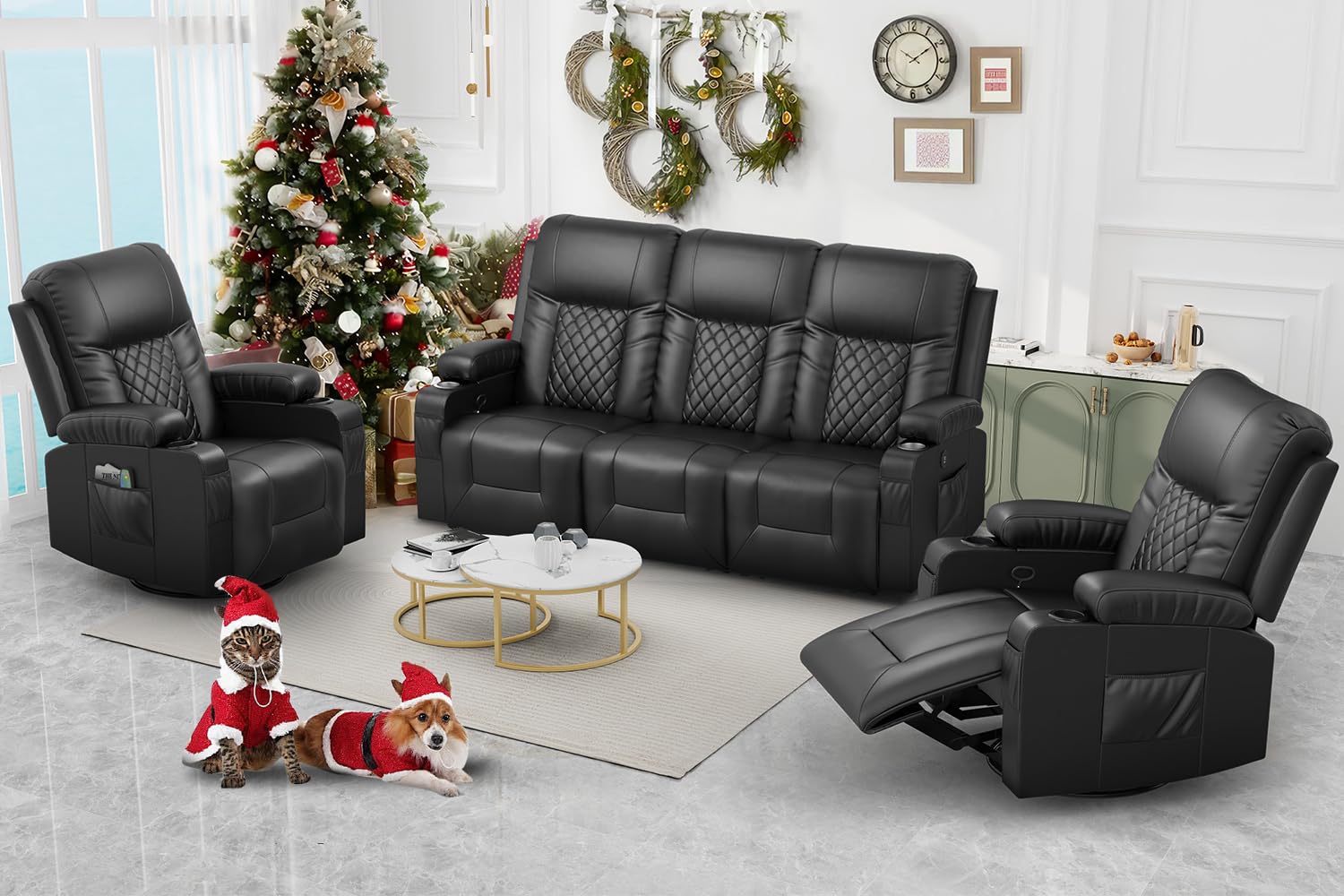 FURNIMAT 3+1+1 Recliner Sofa Set