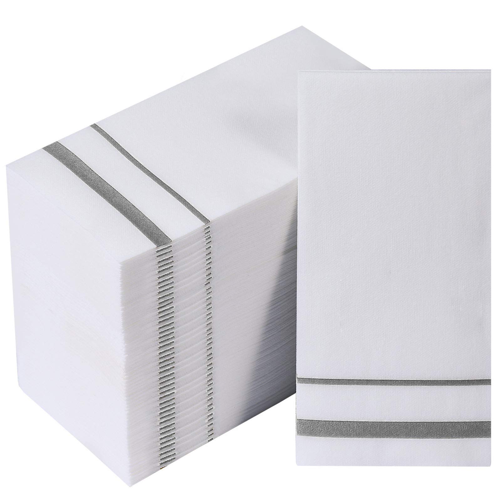 FOCUSLINE Linen-Feel Silver Rim Napkins