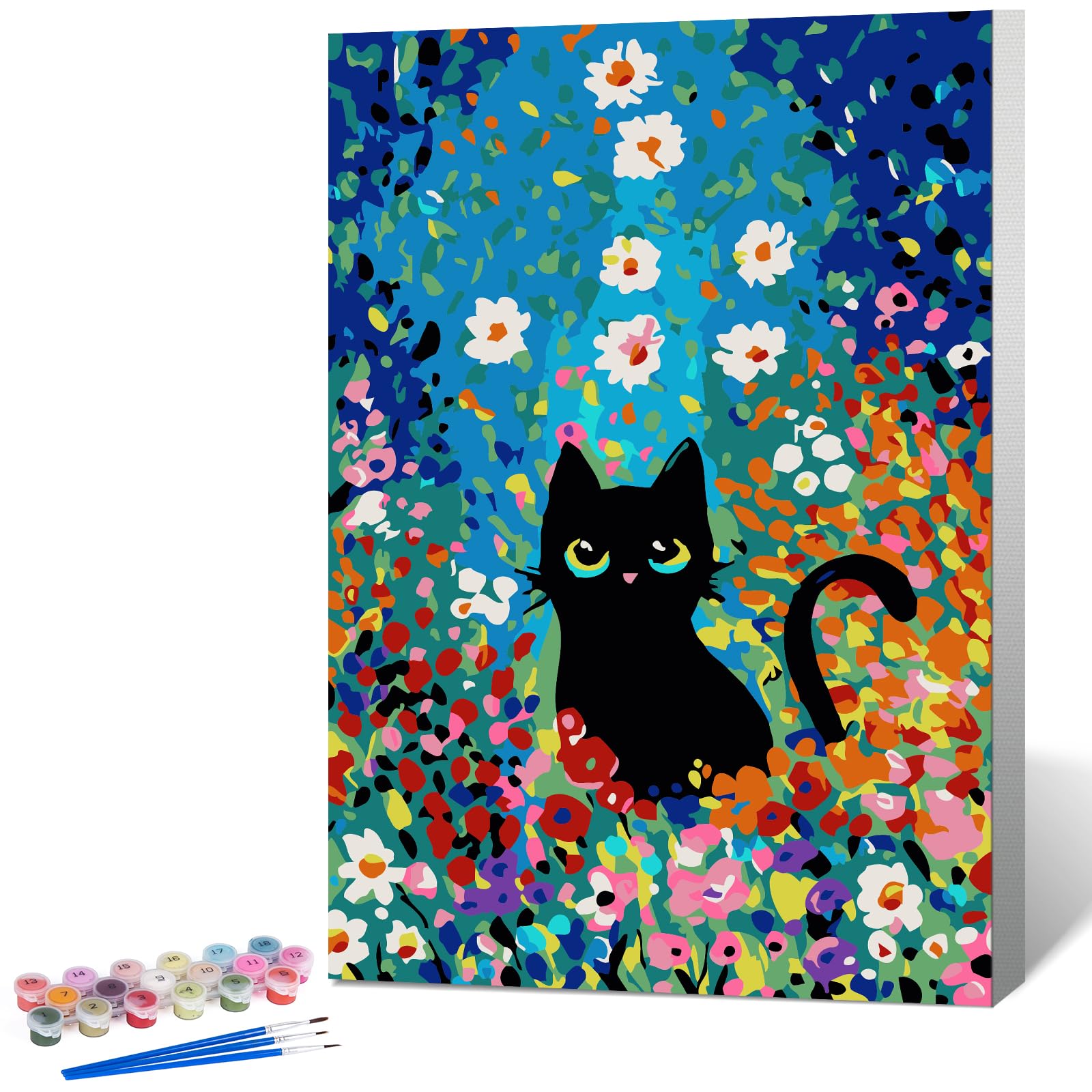 Fountor Framed Flowers & Cat