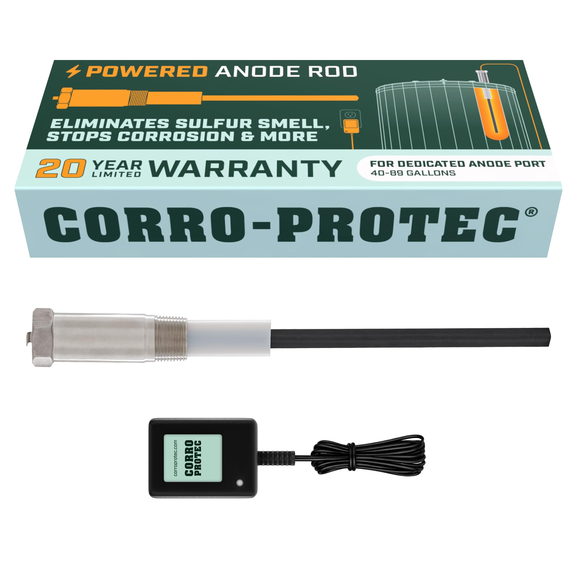 Corro-Protec Powered Anode Rod (40–89 gal)