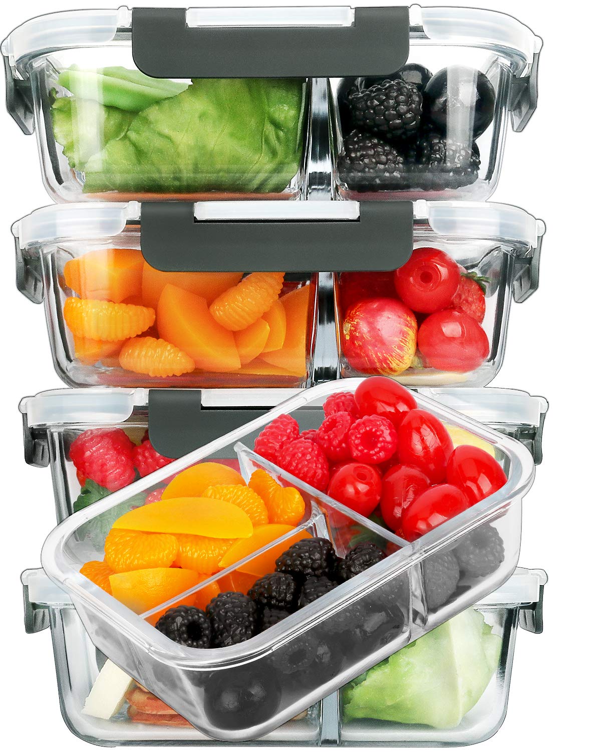 MCIRCO Borosilicate Glass 3-Compartment Containers