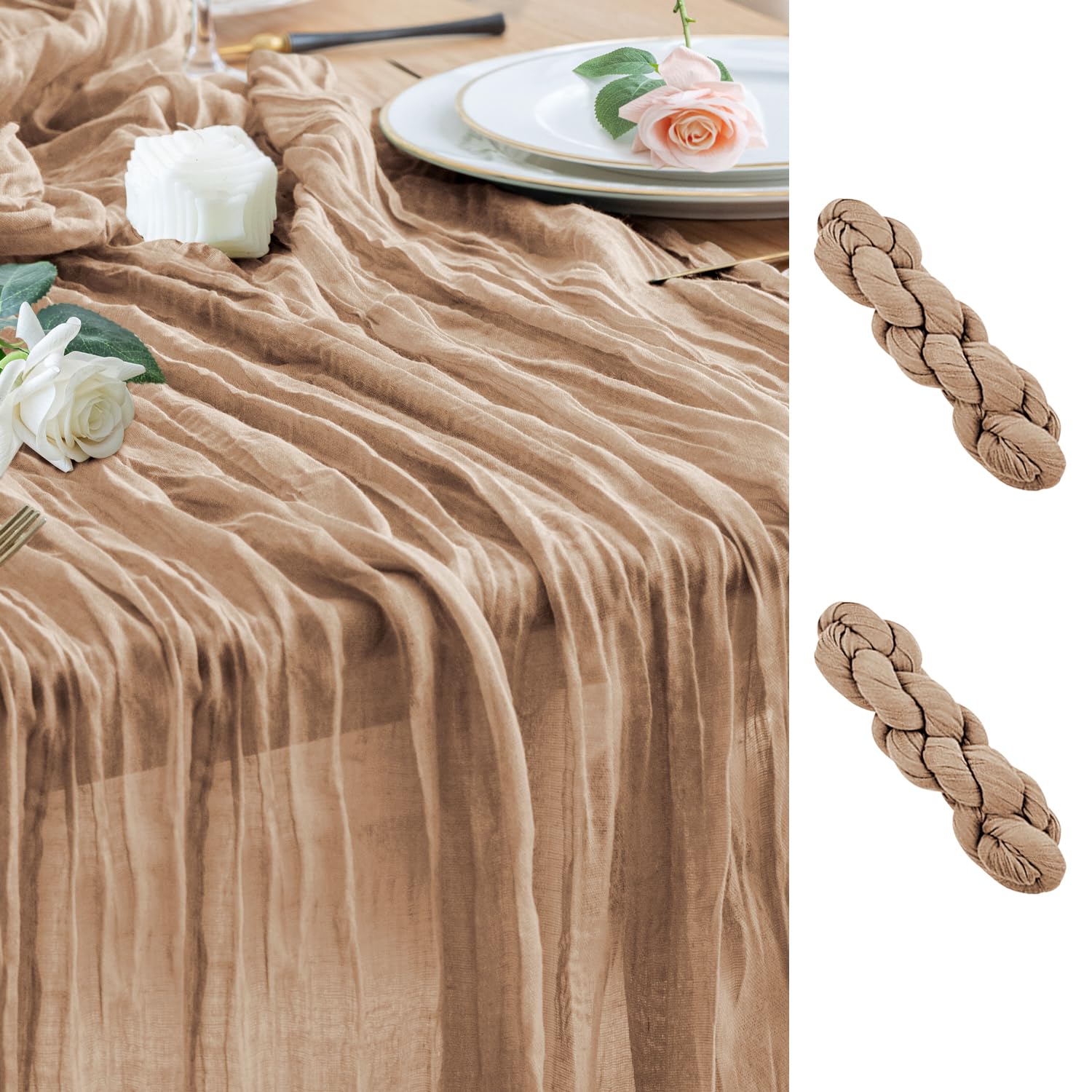 Wokceer Cheesecloth Gauze Table Runners (2-Pack)
