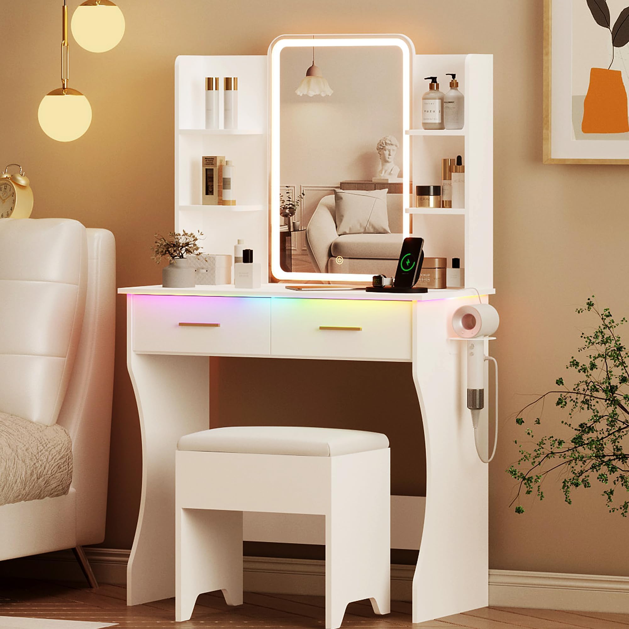 LED Vanity Desk with RGB Ambient Light