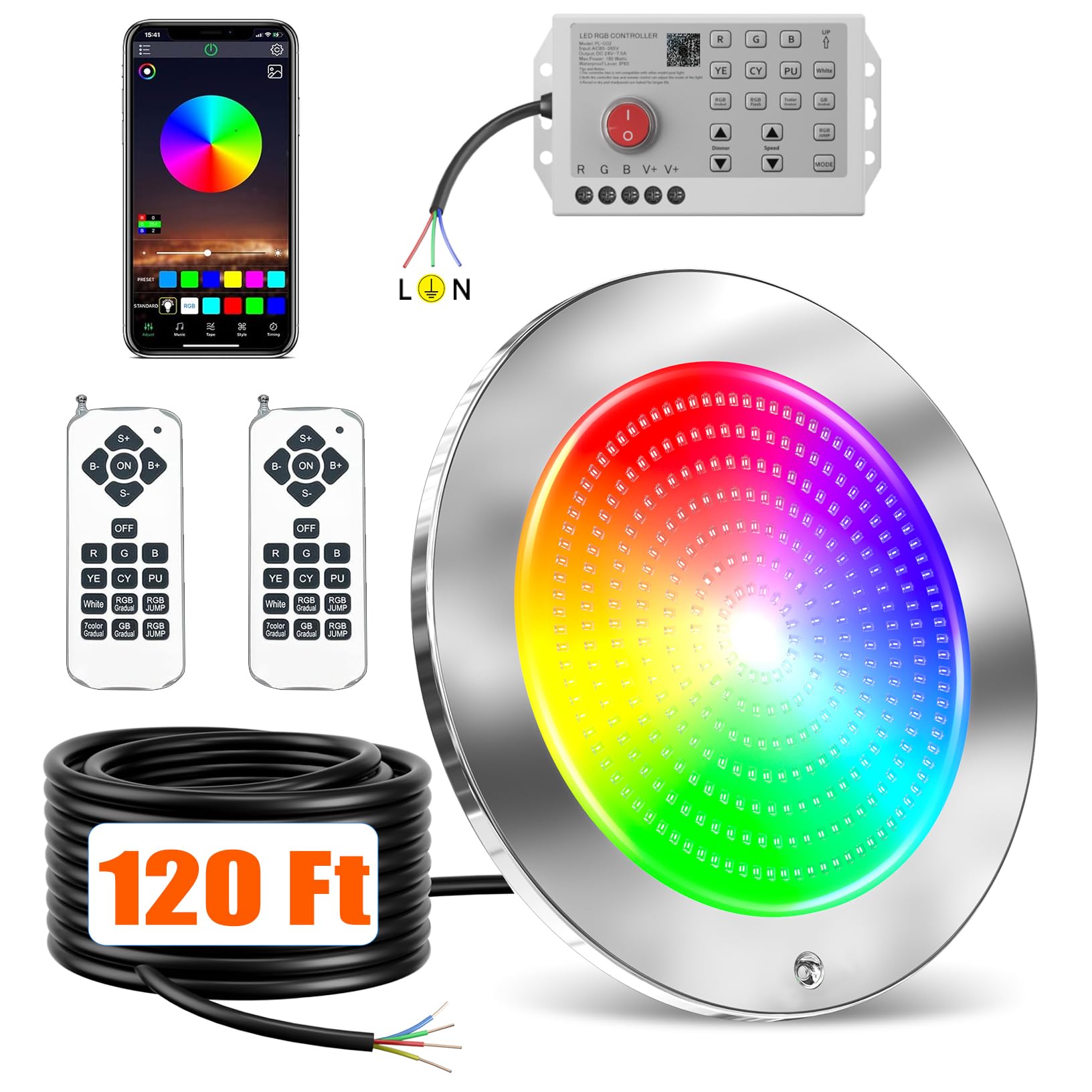 10-inch 60W Inground LED Pool Light with Controller