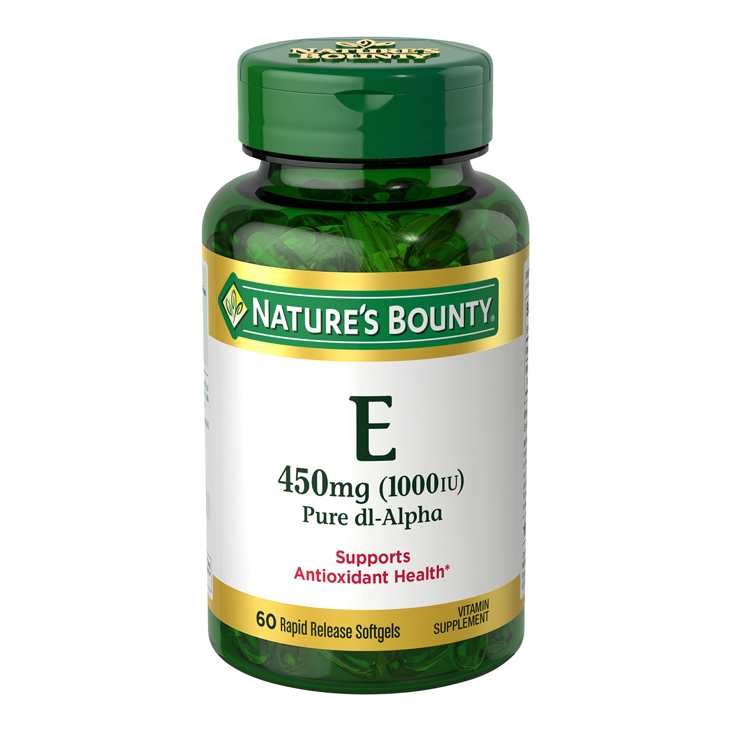 Nature's Bounty Vitamin E 1000 IU Softgels, 60 Count