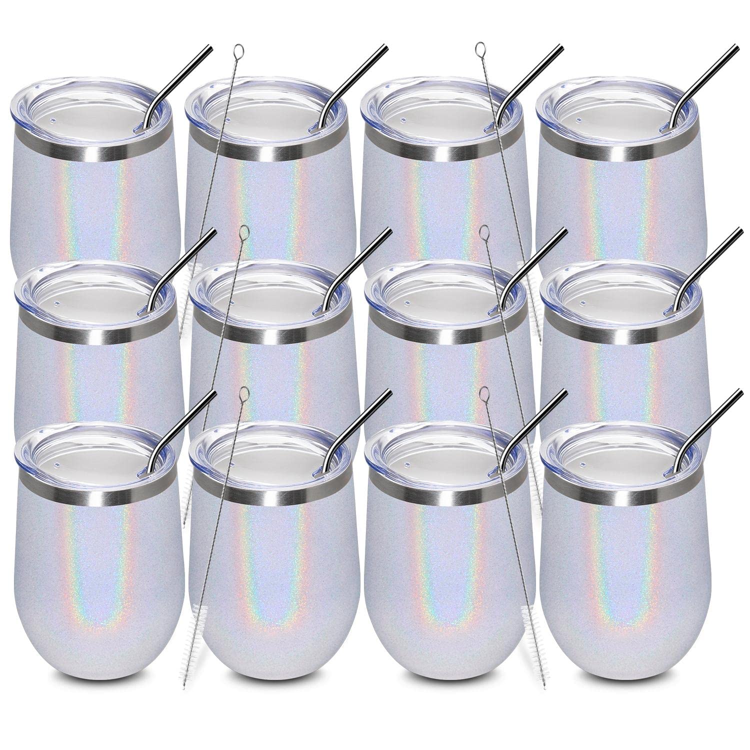 MEWAY 12oz Stainless Steel Wine Tumblers (12-Pack)