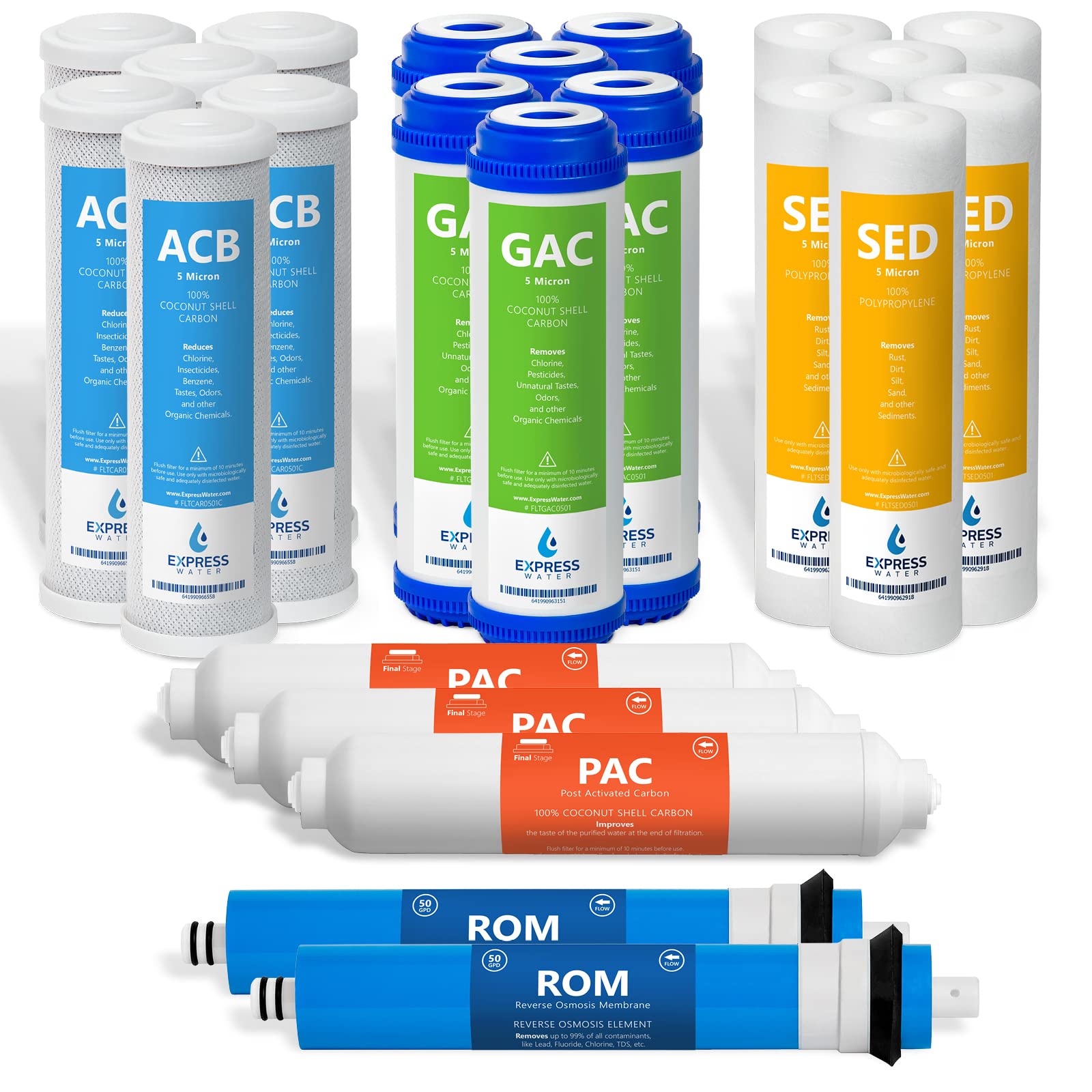 Express Water 3-Year Reverse Osmosis Replacement Filter Set — 23 Filters with 50 GPD Membrane