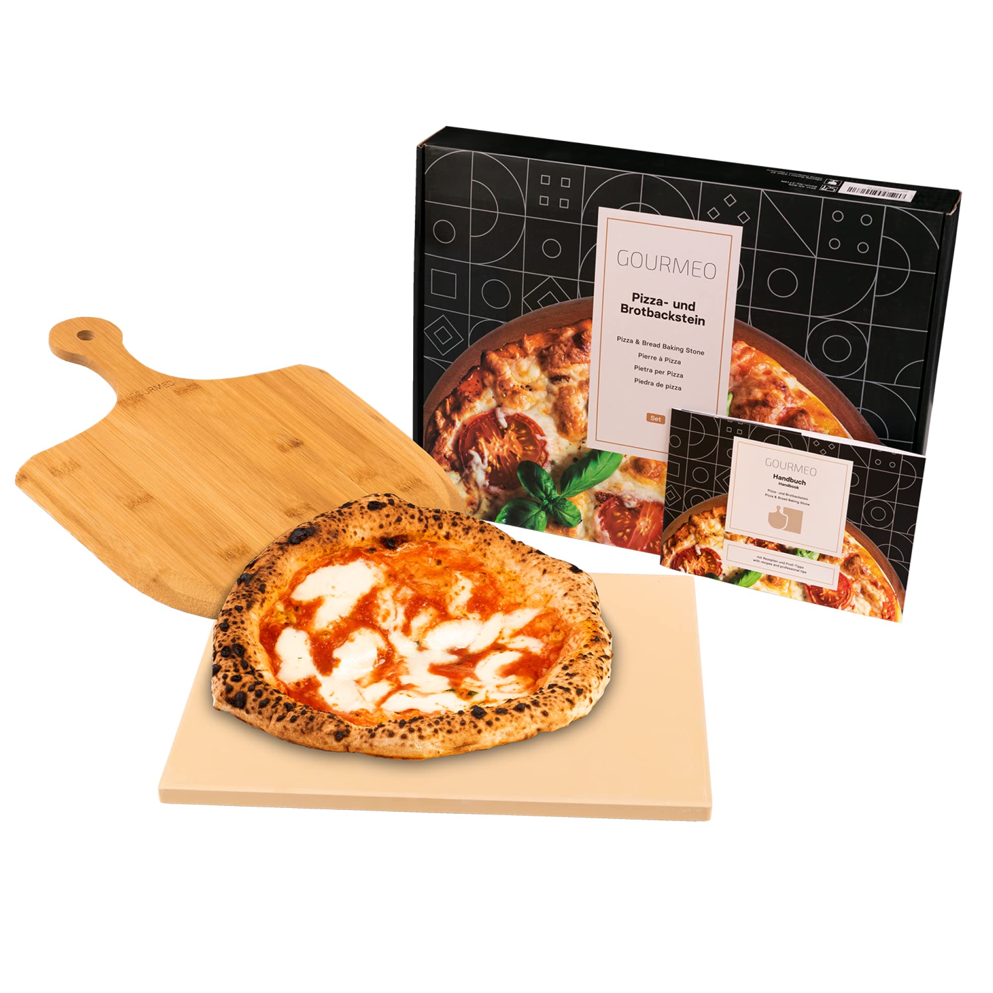 GOURMEO Cordierite Pizza Stone with Peel