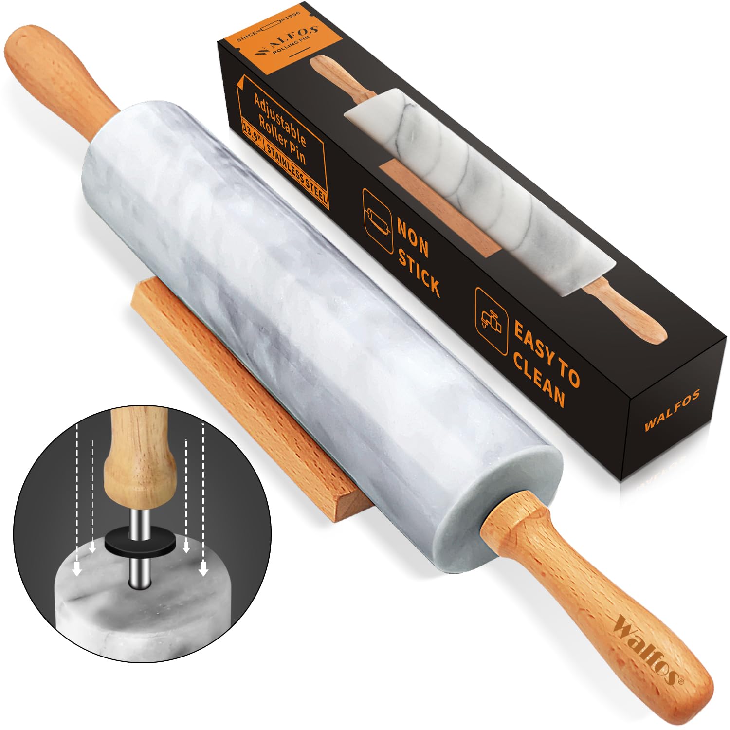 Walfos 16.5-Inch Marble Rolling Pin