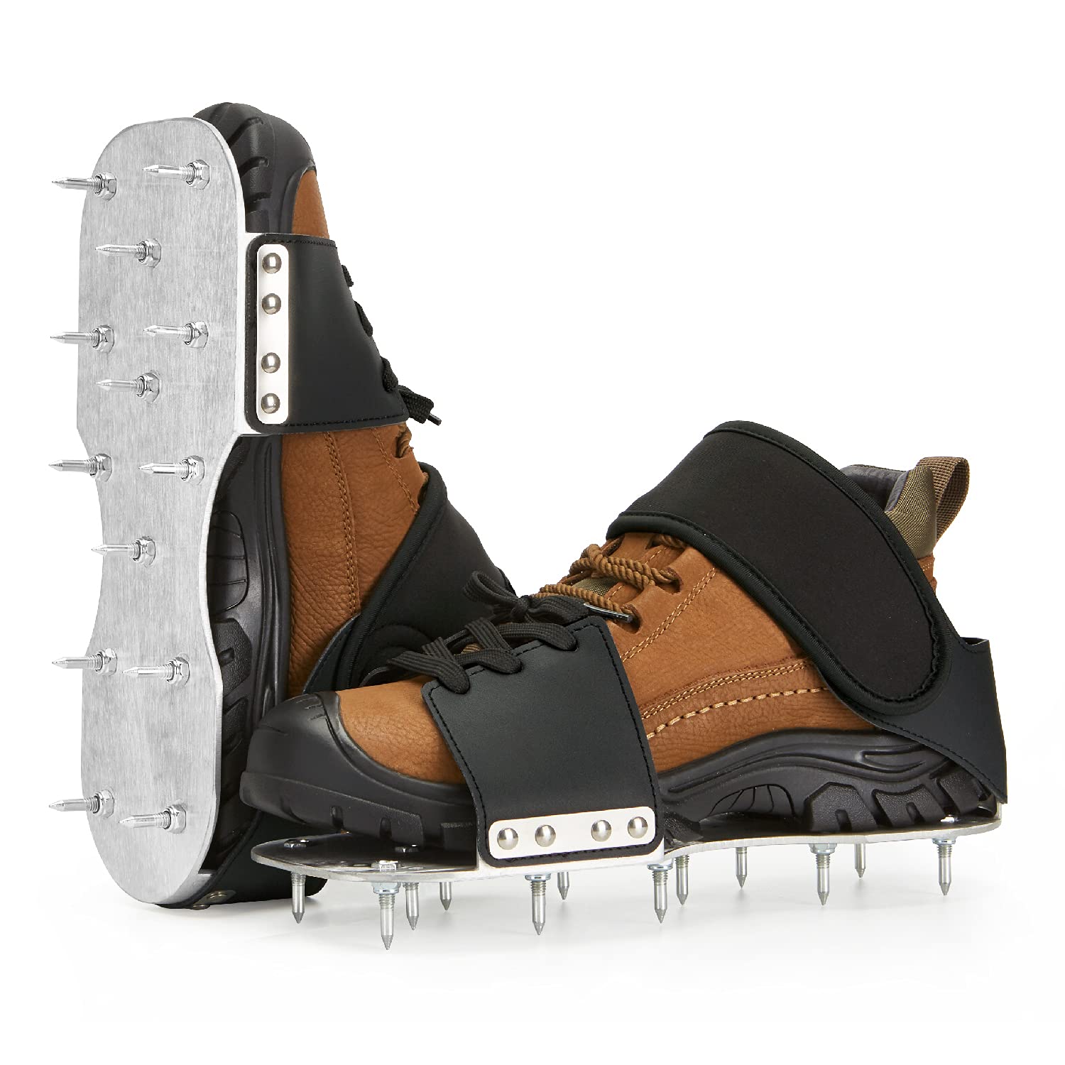 Epoxy Floor Spiked Shoes -Metal Plate Gunite Spiked Screeding Shoes with 3/4” Short Spikes Perfect For Epoxy Resin 1,black