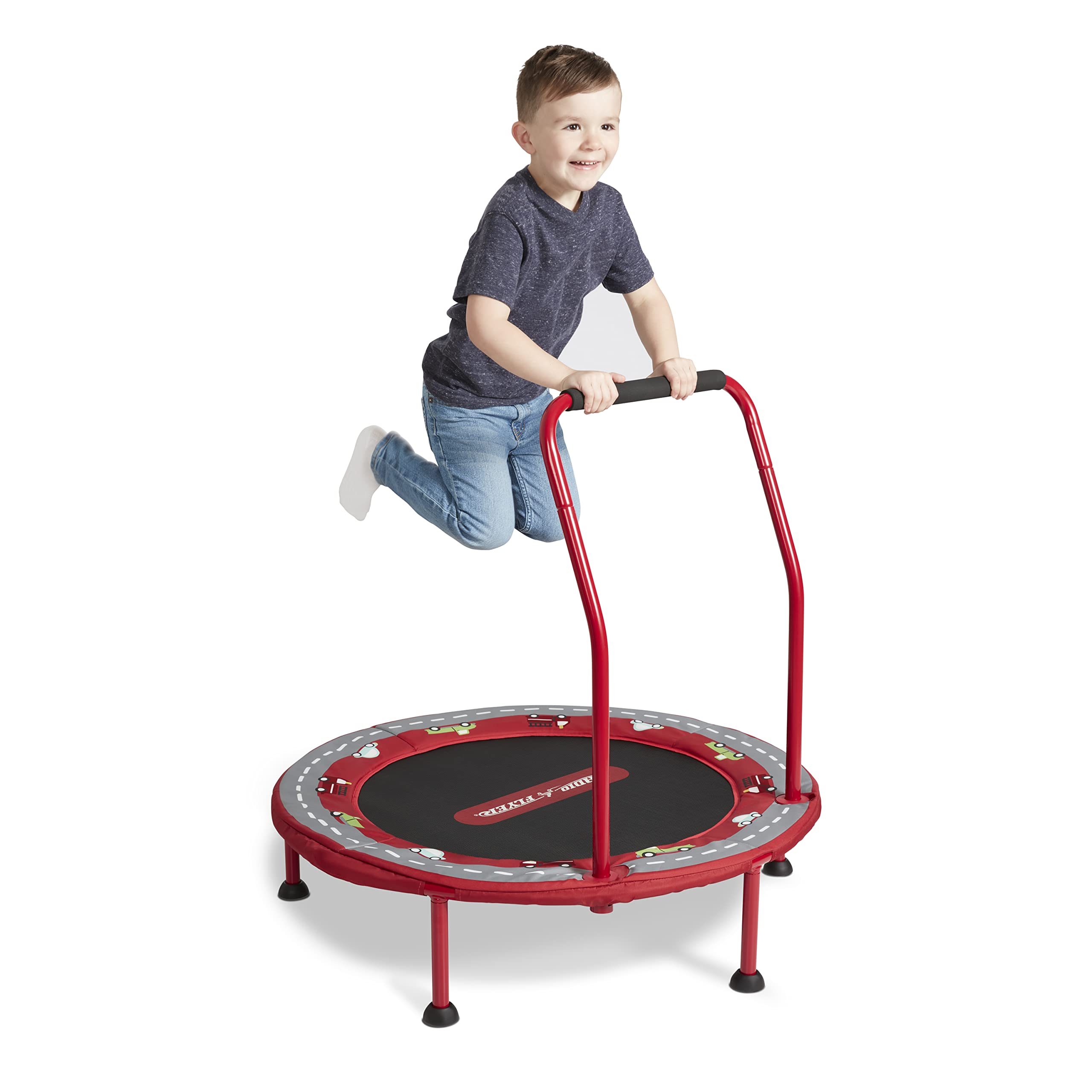 Radio Flyer Kids' Trampoline 2-in-1 with Racetrack Play Mat