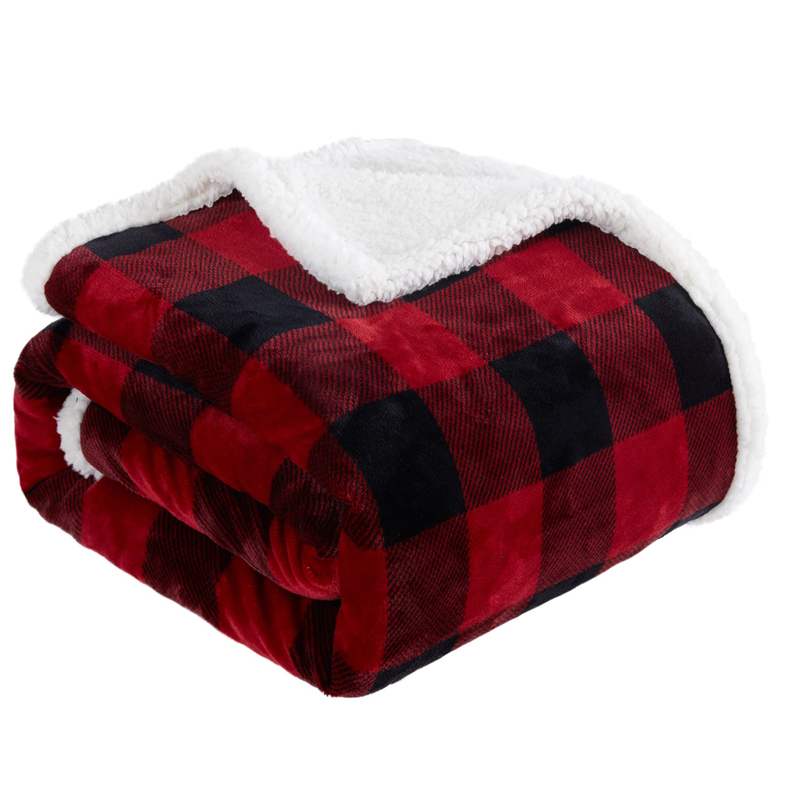 Touchat Sherpa Buffalo Plaid Throw