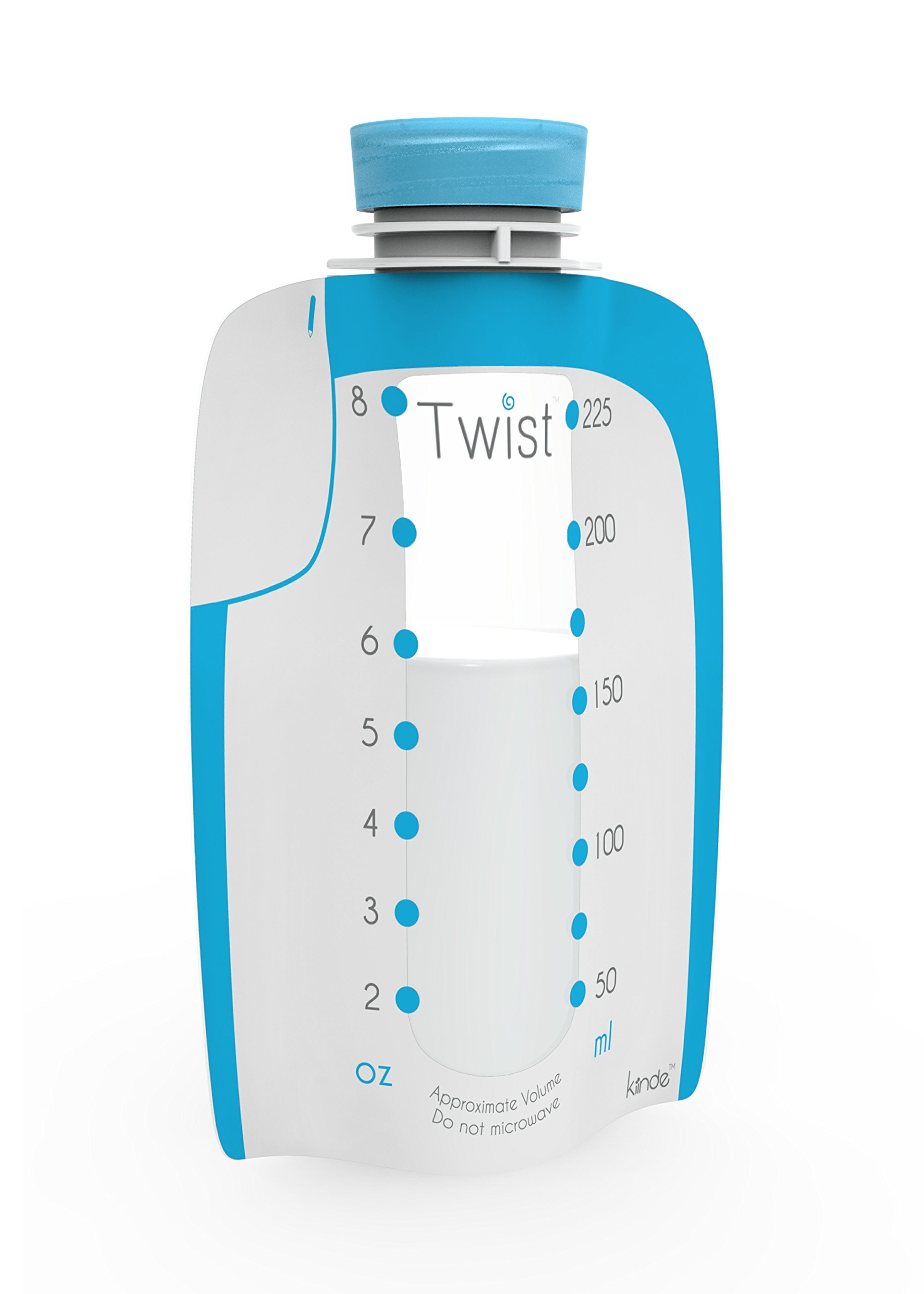 Kiinde Twist Pouch Direct-Pump Direct-Feed Twist Cap Breast Milk Storage Bag for Pumping, Freezing, Heating and Feeding, Pre-Sterilized, Breast Feeding Essentials, 8 Ounce, Pack of 40 8 Ounce (Pack of 40)