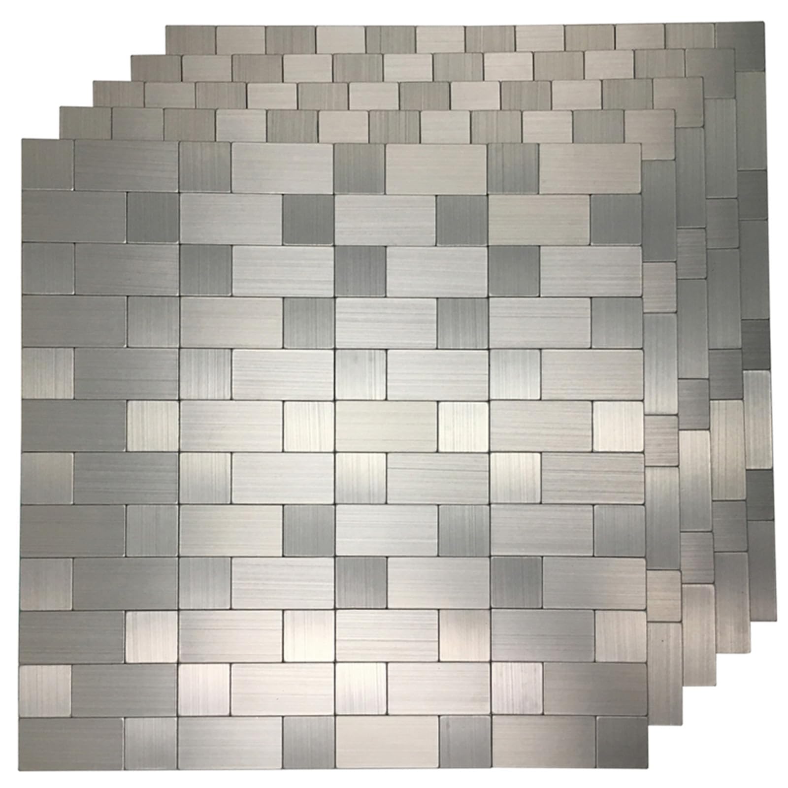 Art3d 10-Pack Self-Adhesive Metal Backsplash, 12" x 12" Silver Aluminium