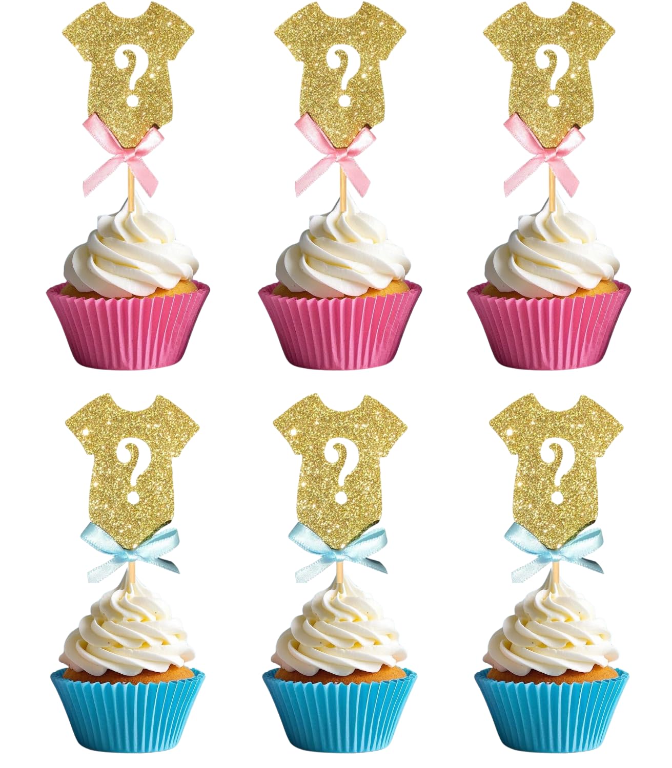 ALISSAR Gender Reveal Cupcake Toppers