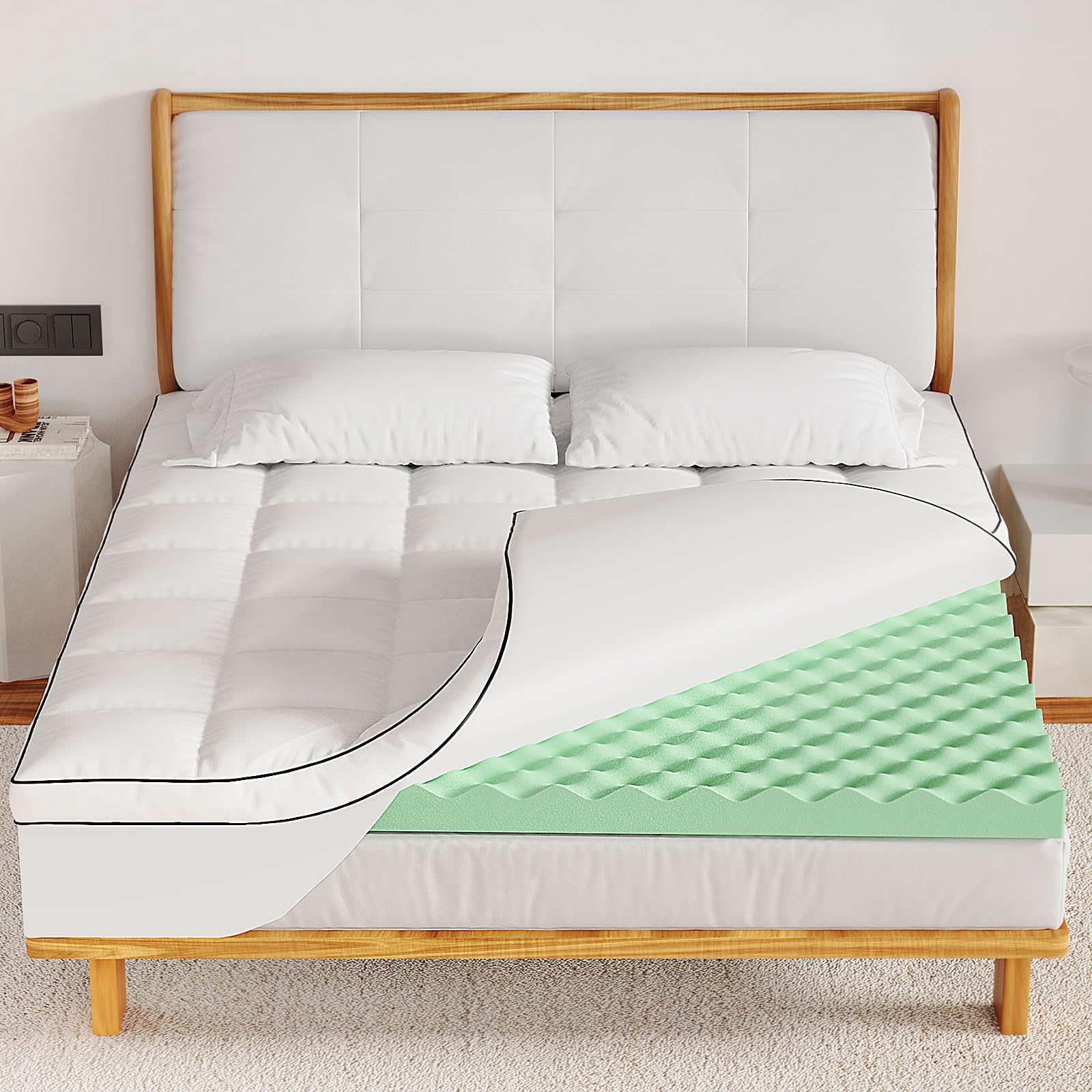 Lazyzizi 4-Inch Dual-Layer Gel + Pillowtop Topper