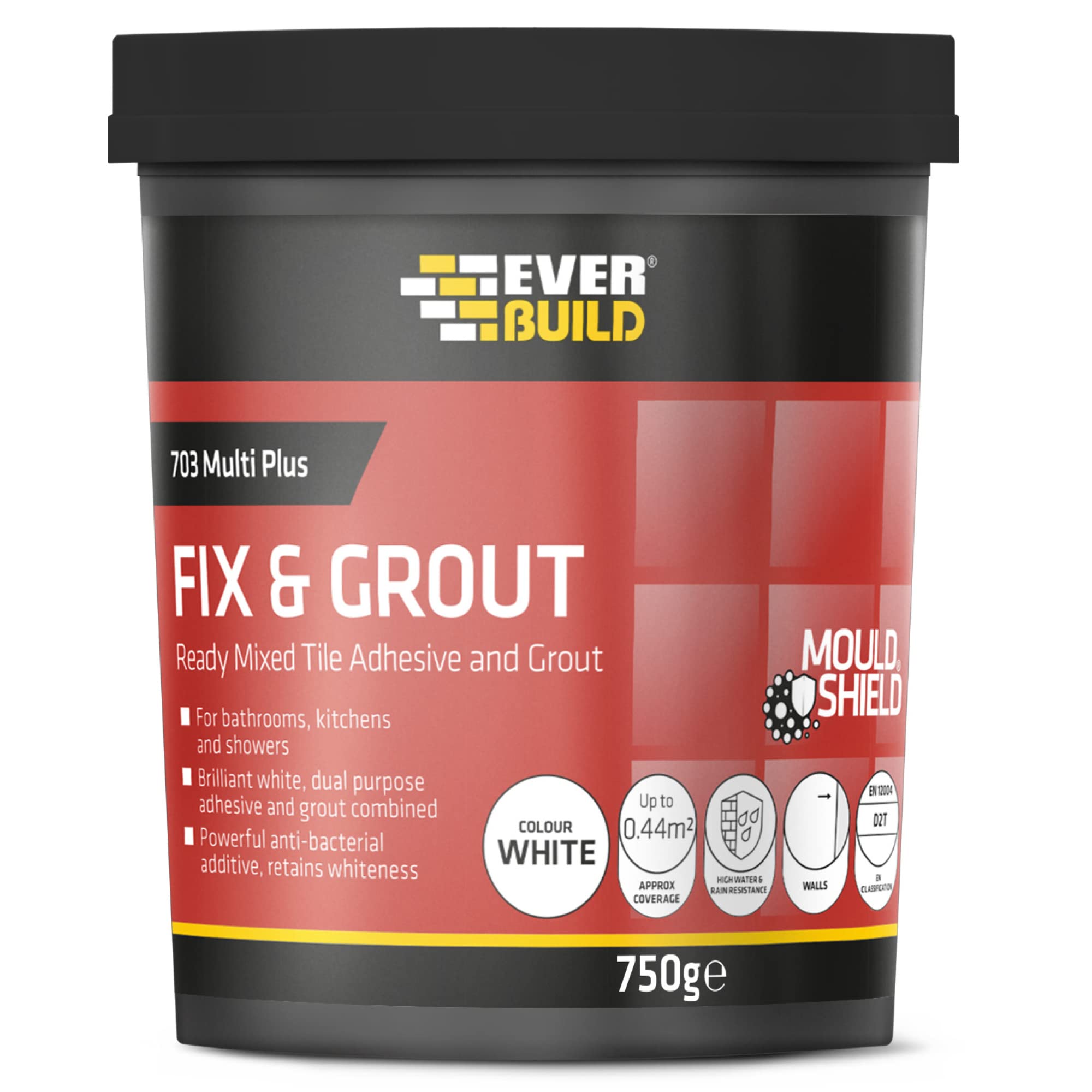 Everbuild FIX005 703 Fix and Grout Tile Adhesive, Brilliant White, 750 g