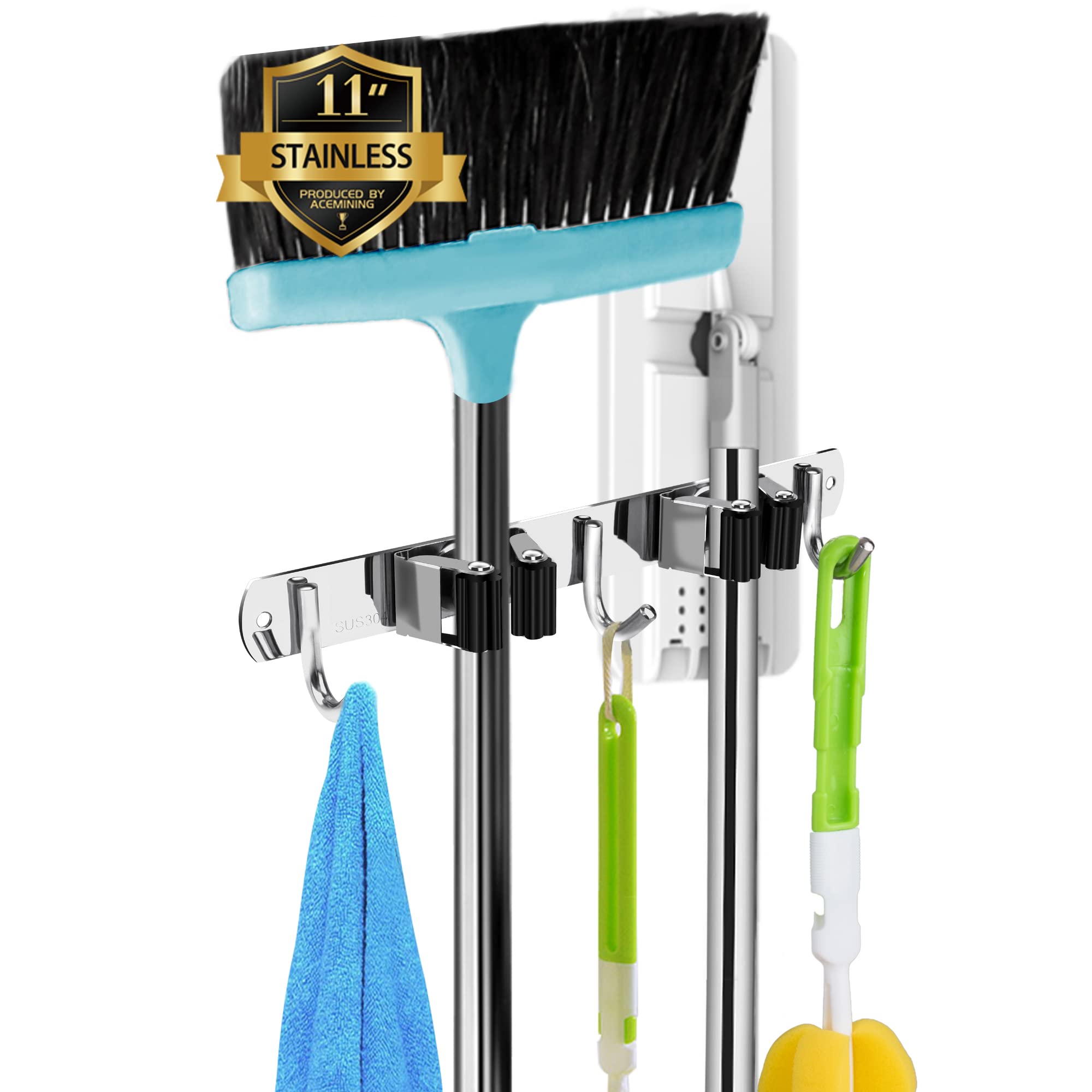 Stainless Steel 2-Rack Broom Holder