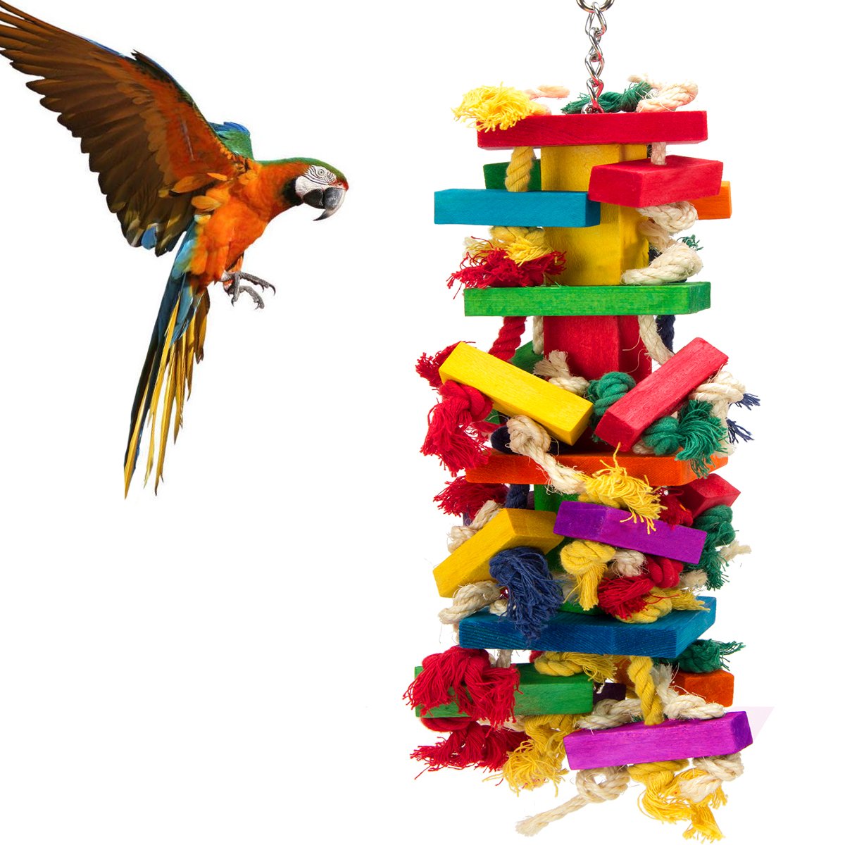 Extra-Large Natural Wood Toy for Large Parrots