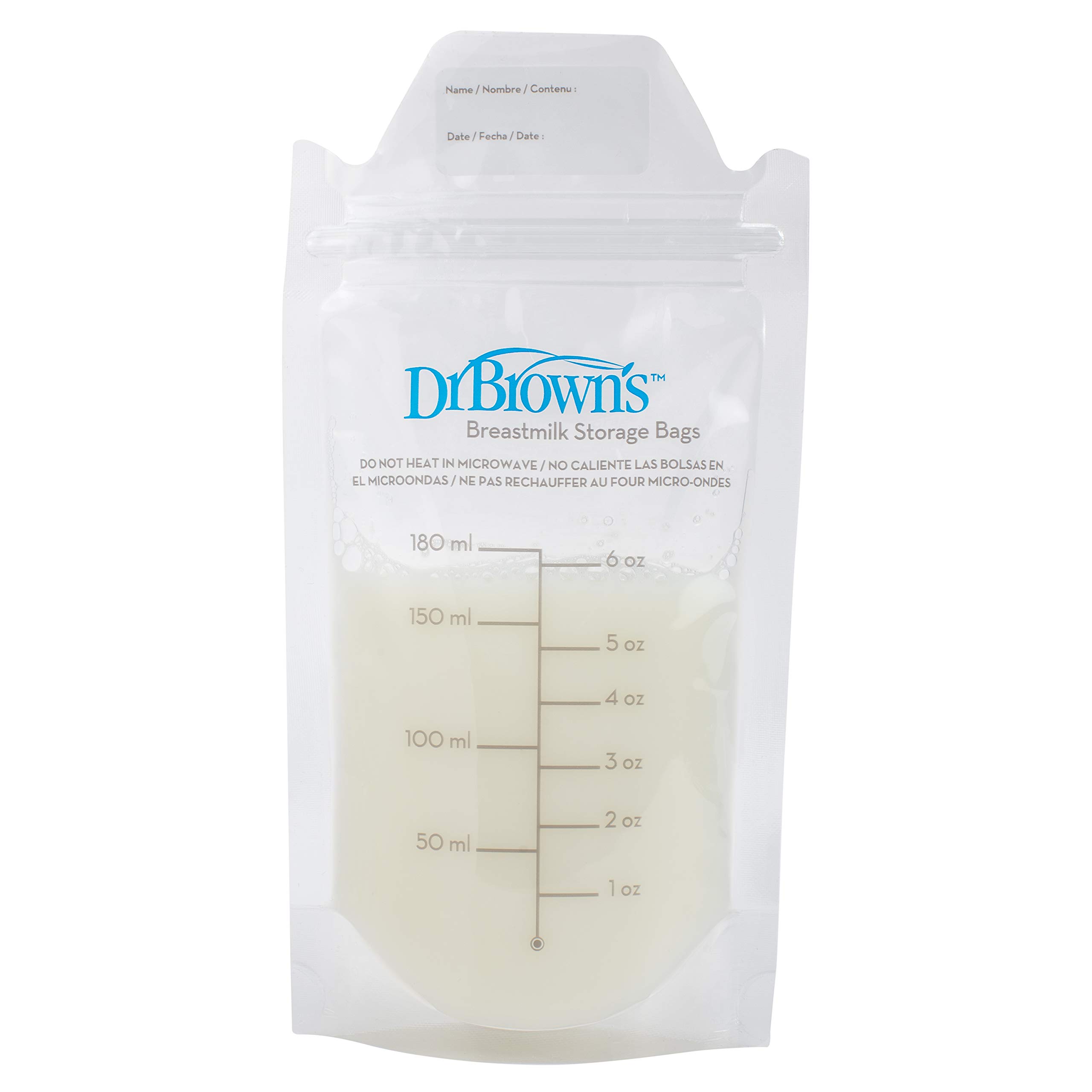 Dr. Brown’s Breast Milk Storage Bags, Disposable and Durable Bags for Freezing & Heating Breast Milk, (50ct) 6 oz Bags, BPA free 50 Count 50 Count