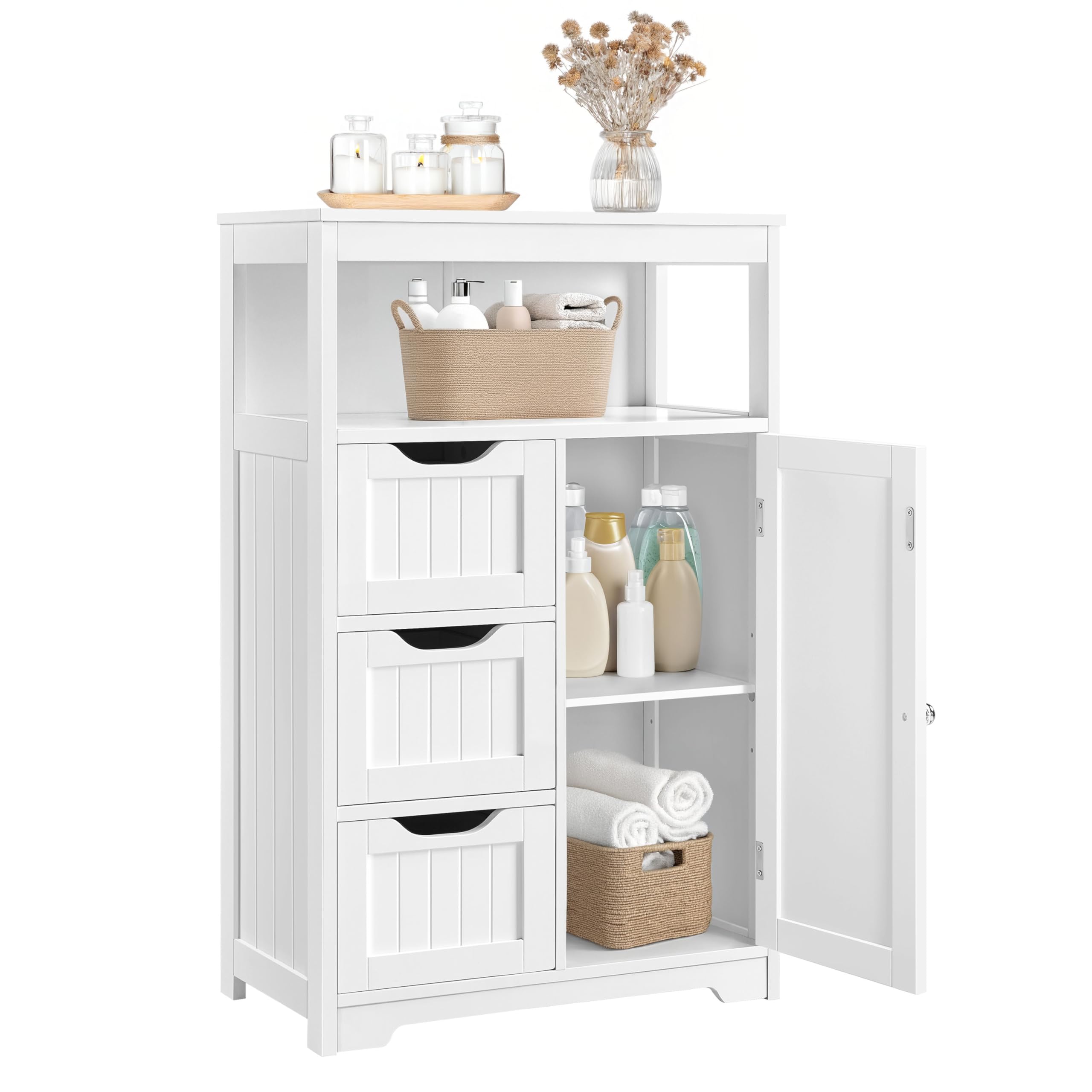 Yaheetech 1-Door 3-Drawer Floor Cabinet