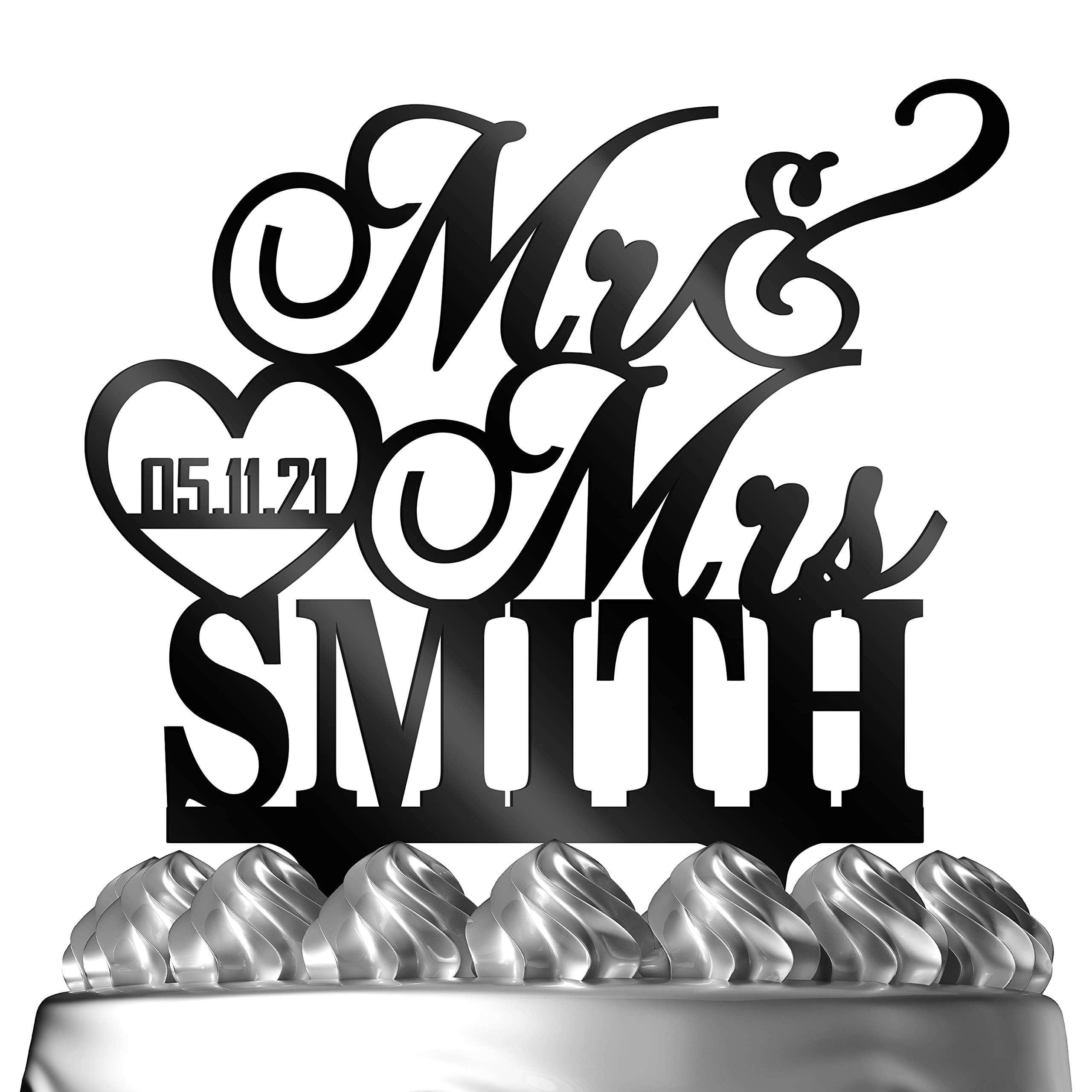 Mr & Mrs Personalized Heart Topper