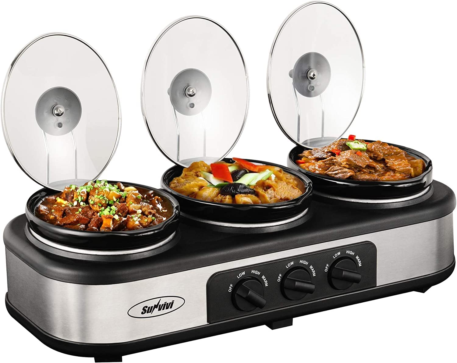 Sunvivi Triple Slow Cooker