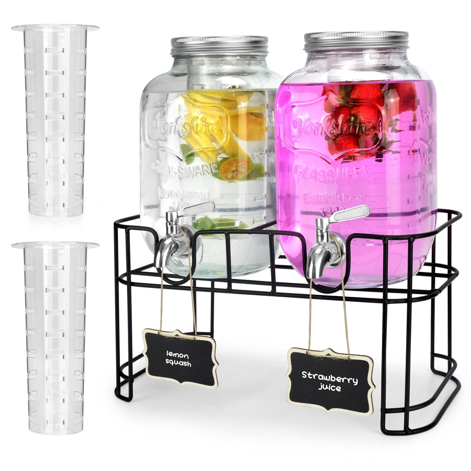 1-Gallon Glass Beverage Dispenser — 2-Pack