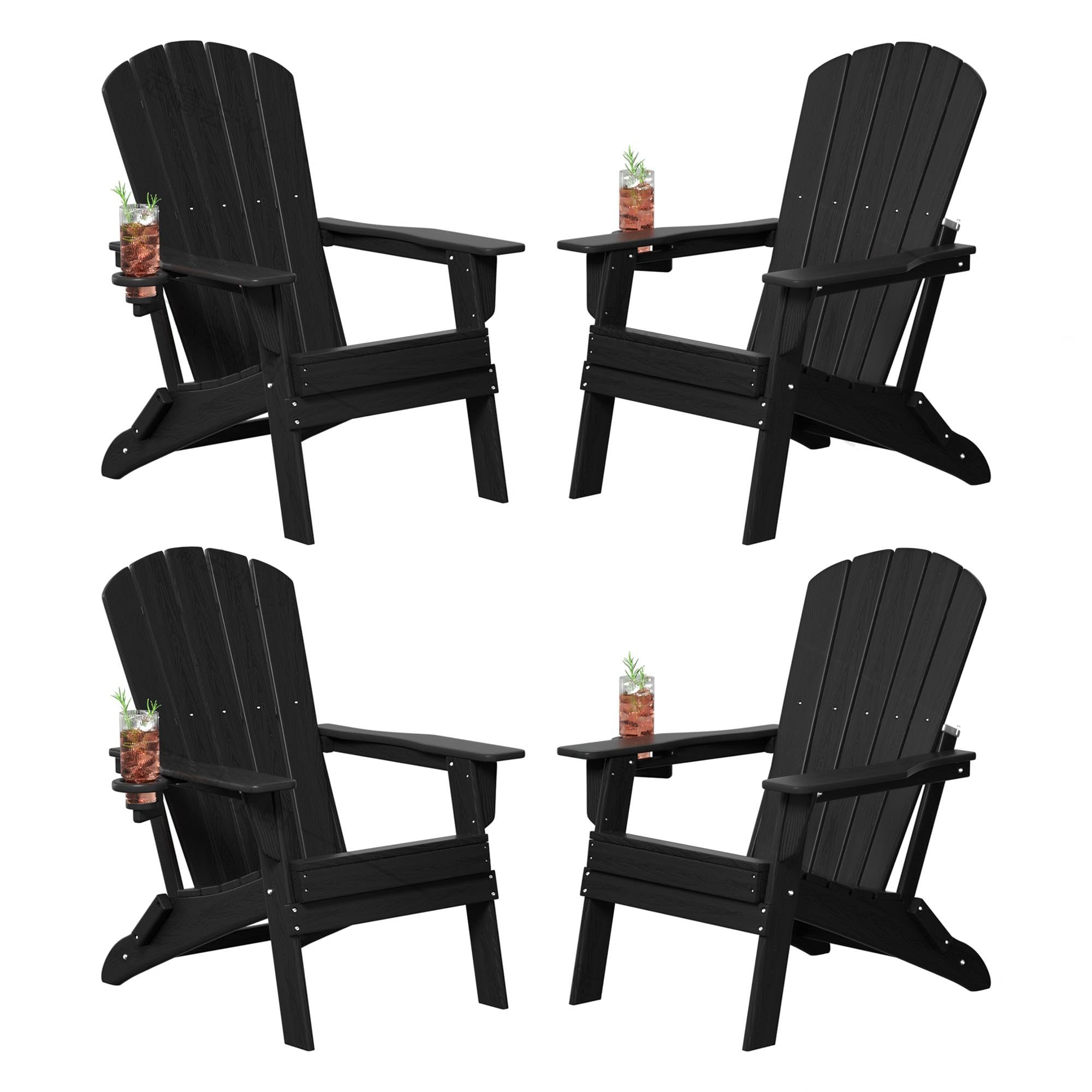 Plawdlik Folding Adirondack Chair (HDPE, Cup Holder)