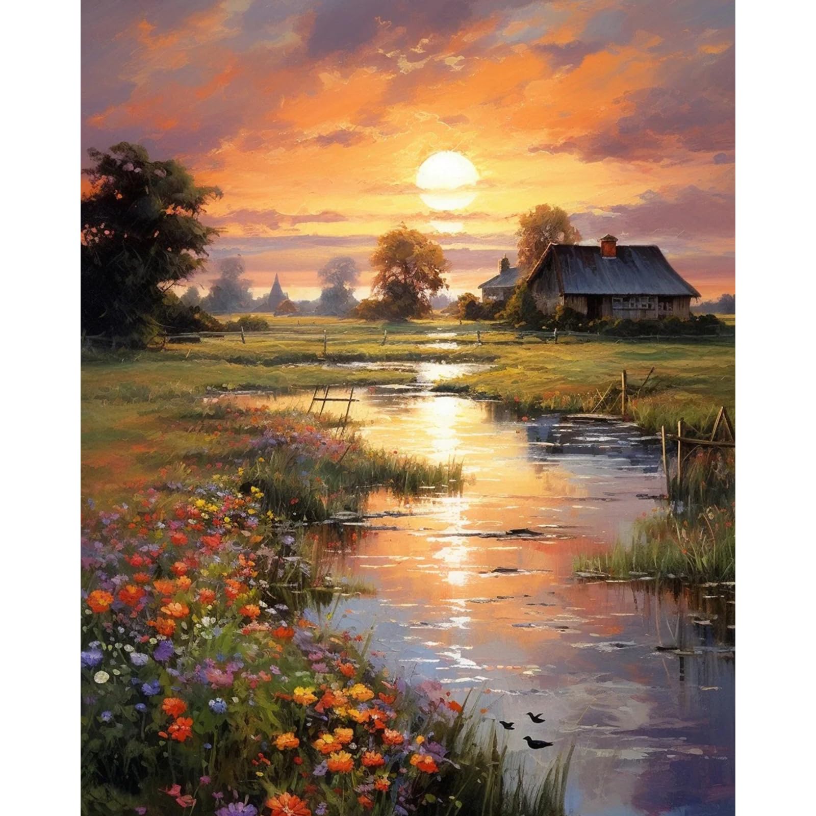 Fountor Countryside Sunset Canvas