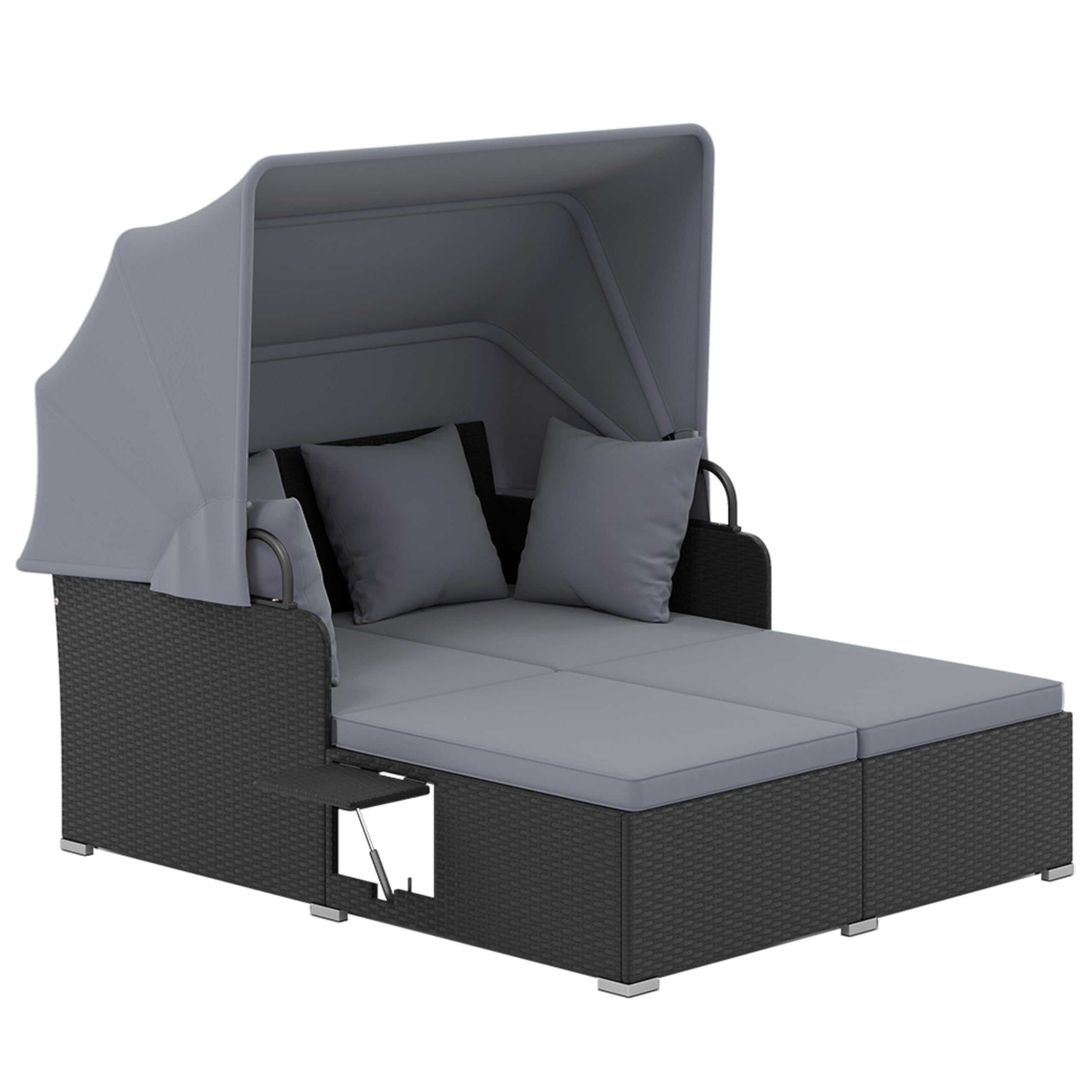 Tangkula Rattan Daybed with Canopy