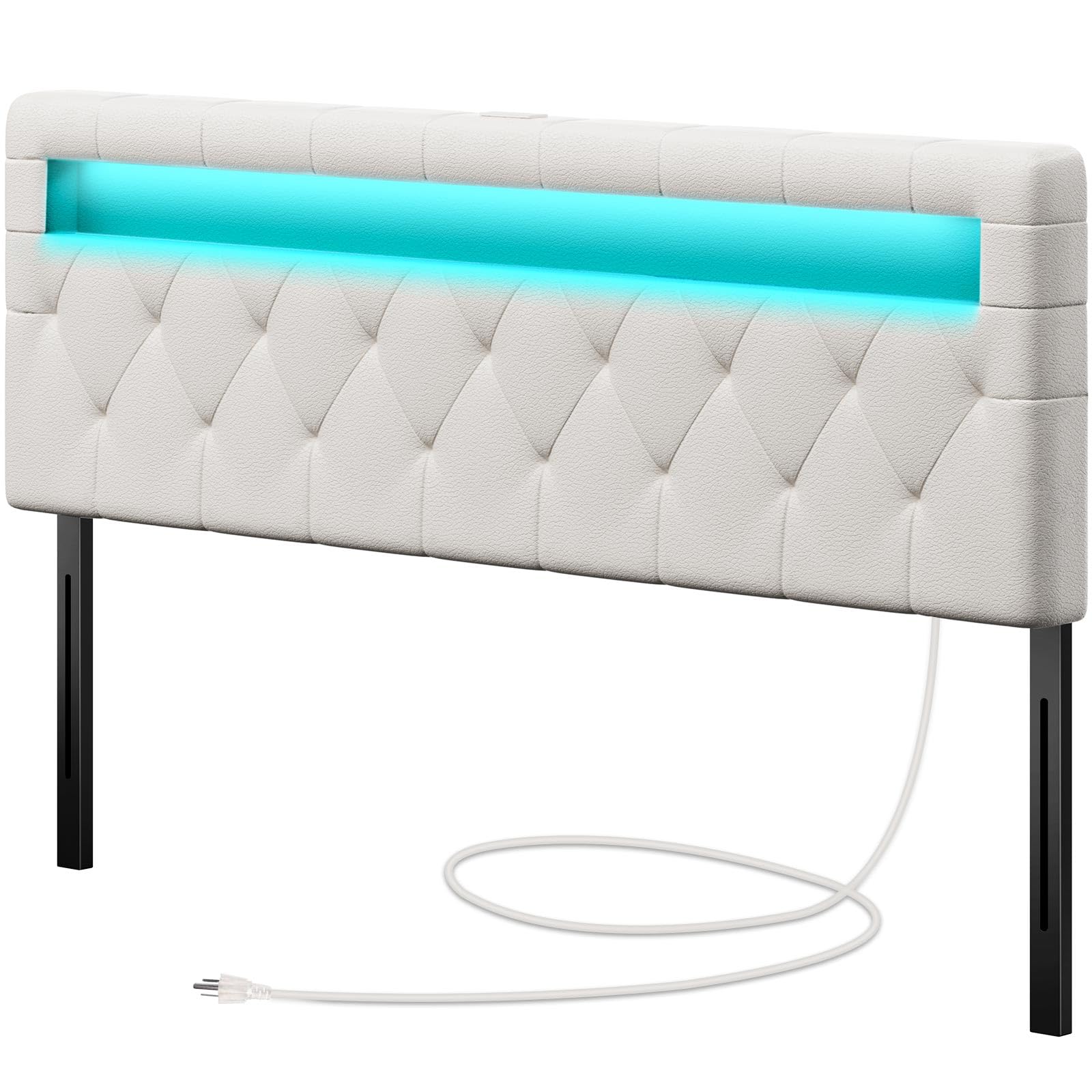 GREENSTELL LED Smart Upholstered Queen Headboard