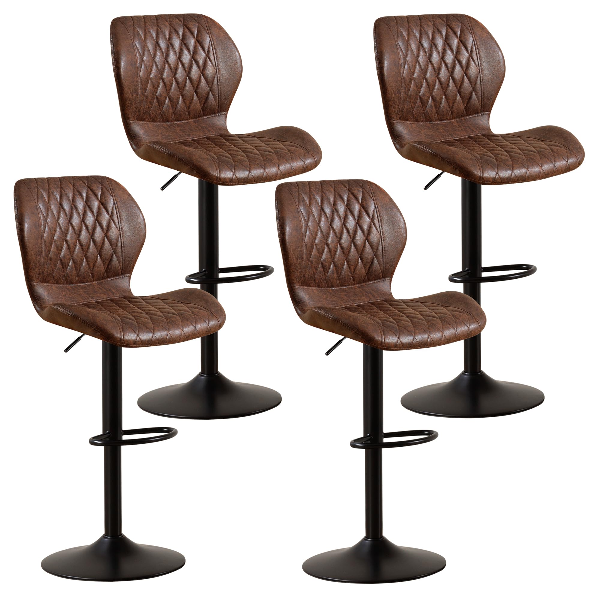 HOMYKA Adjustable Fabric Swivel Stools (Set of 4)