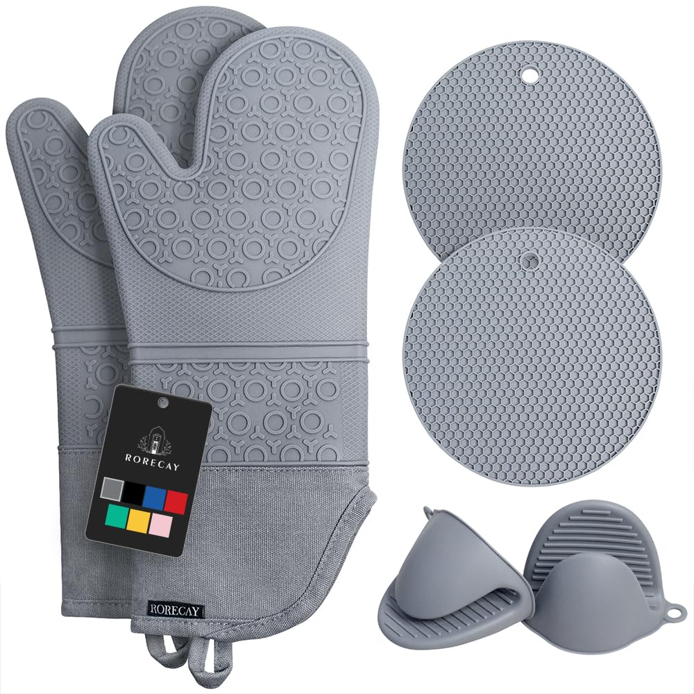 Rorecay Silicone Oven Mitts & Pot Holder Set