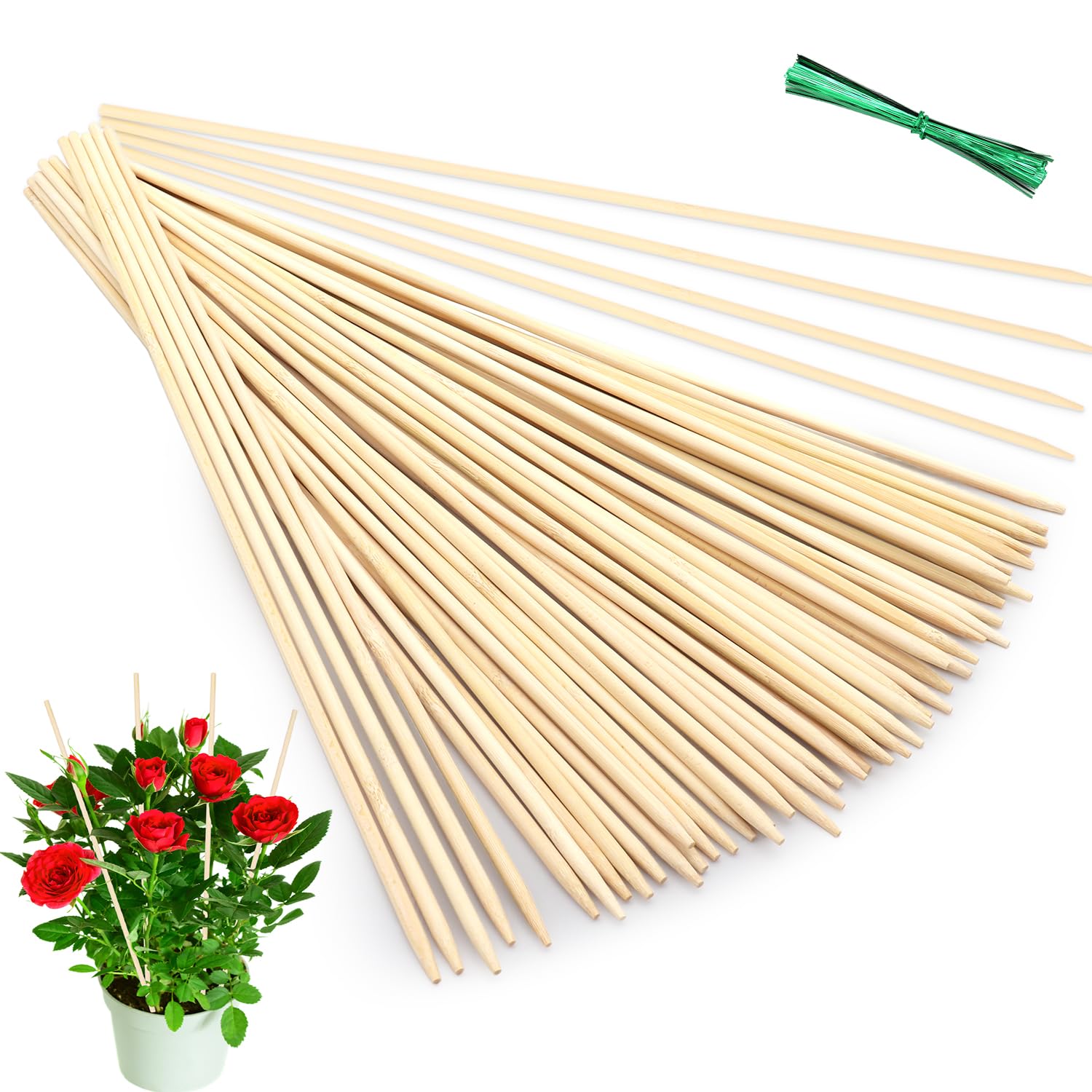 Natural Bamboo 18-inch Plant Stakes (50-Pack)