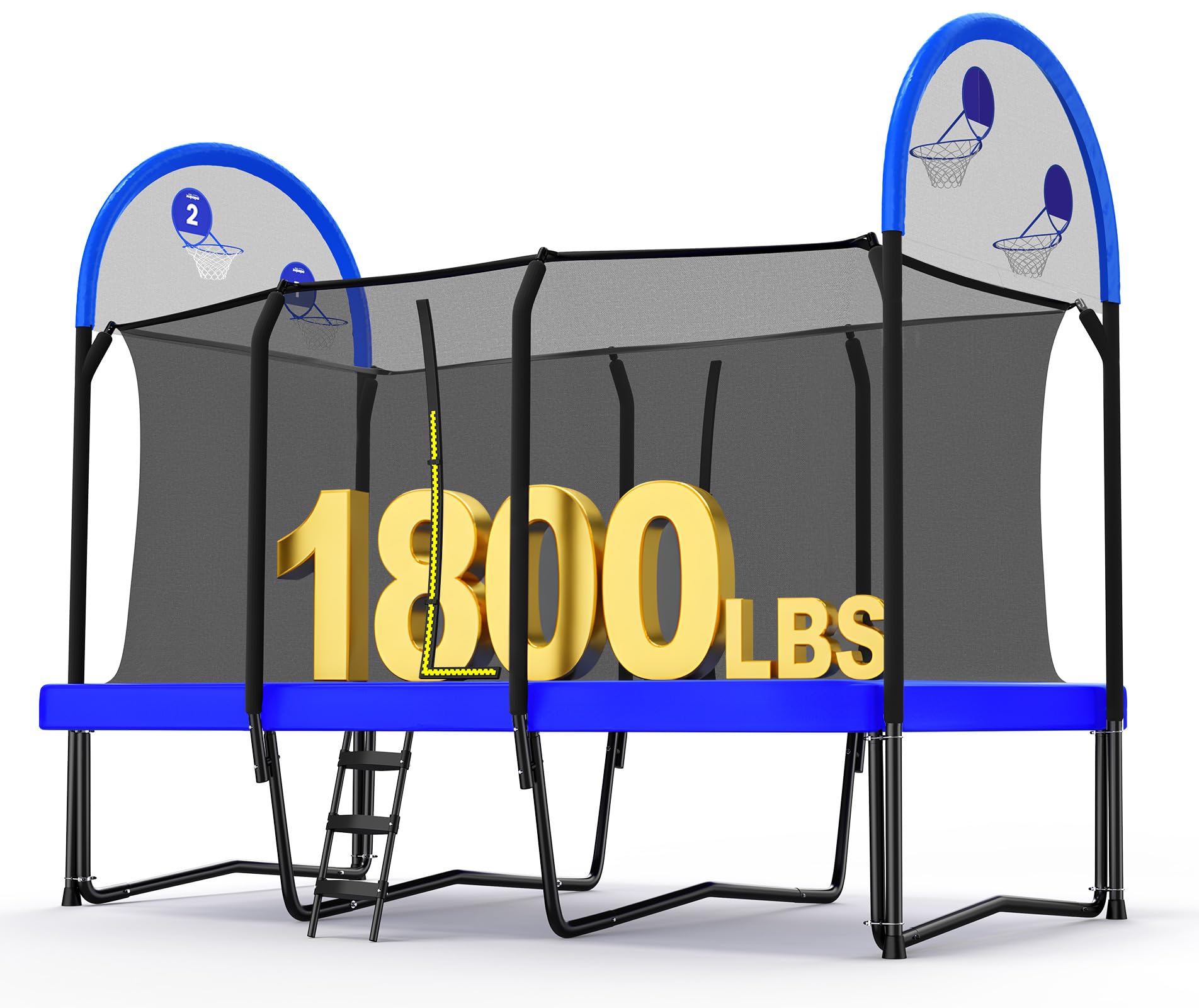 Zupapa Rectangular Trampoline 10x17FT with Basketball Hoops (No-Gap Design)