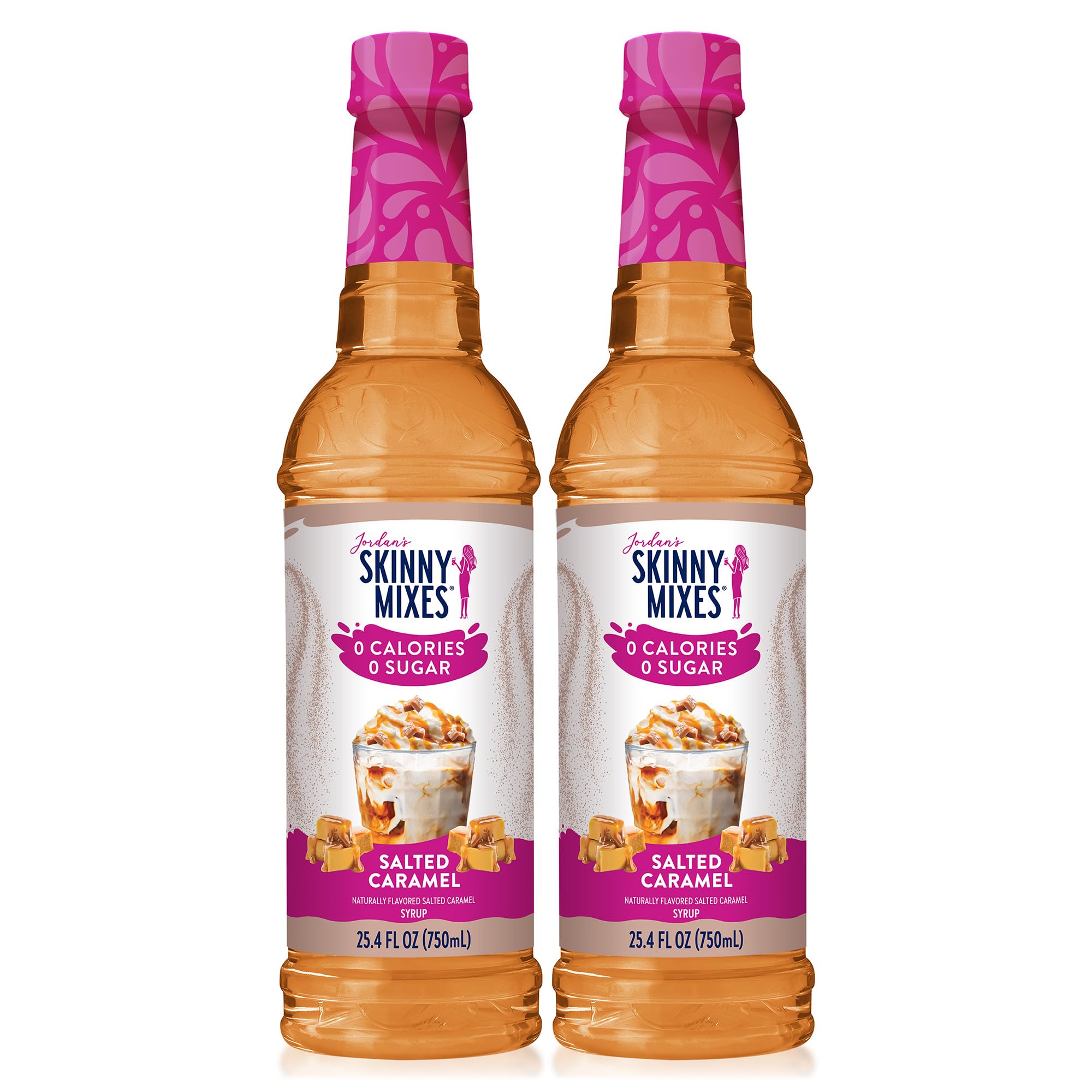 Jordan’s Skinny Mixes Sugar Free Coffee Syrup, Salted Caramel Coffee Flavoring Syrup, Zero Calorie Drink Mix, Lattes, Baking, Protein Shake or Cocktail, Dairy & Gluten Free, Kosher, 25.4 Fl Oz, 2 Pack Salted Caramel 25.4 Fl Oz (Pack of 2)