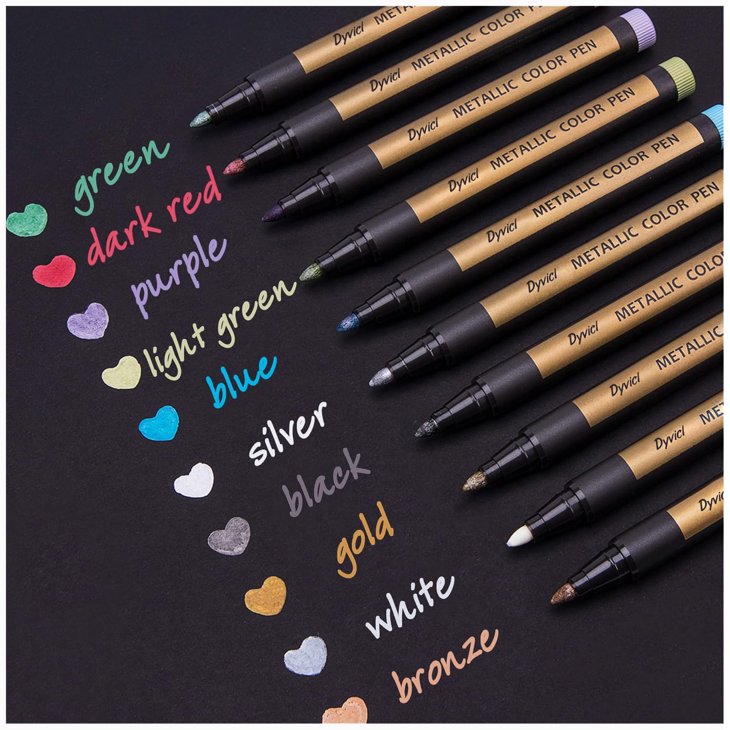 Dyvicl Metallic Marker Pens — 10-Color Set, Medium Tip