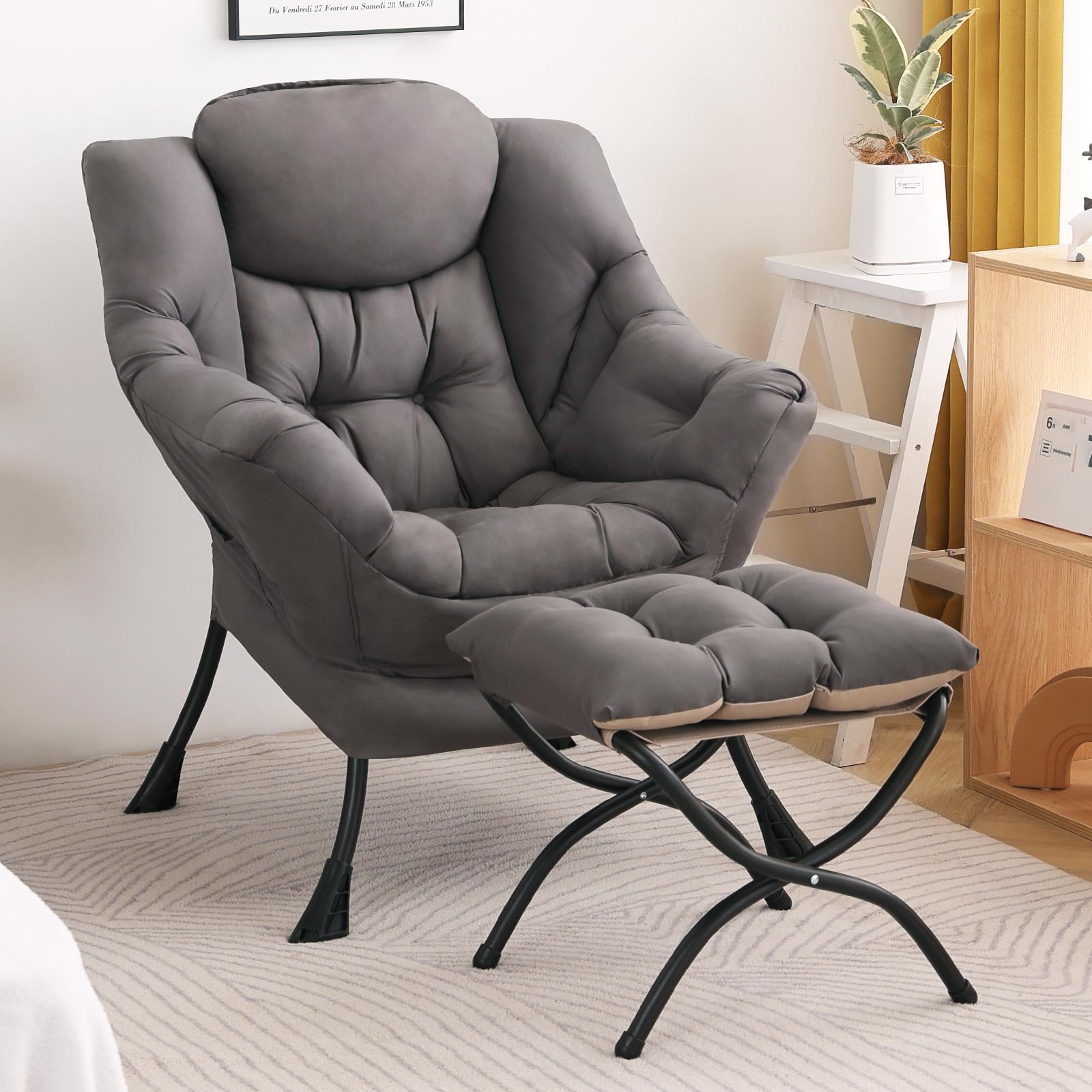 Modern Lazy Chair with Ottoman (Removable Cover)