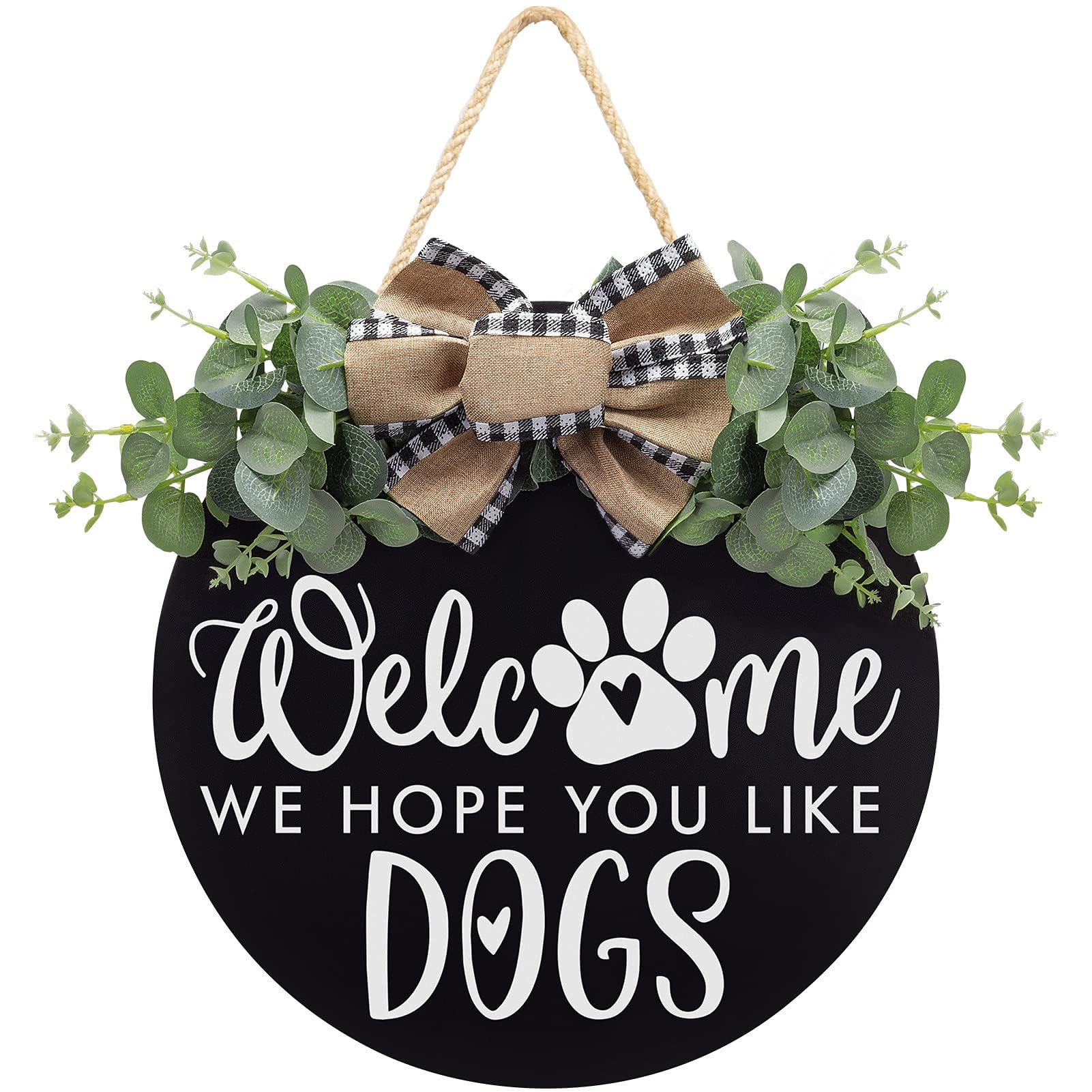 Welcome Dogs Farmhouse Wreath