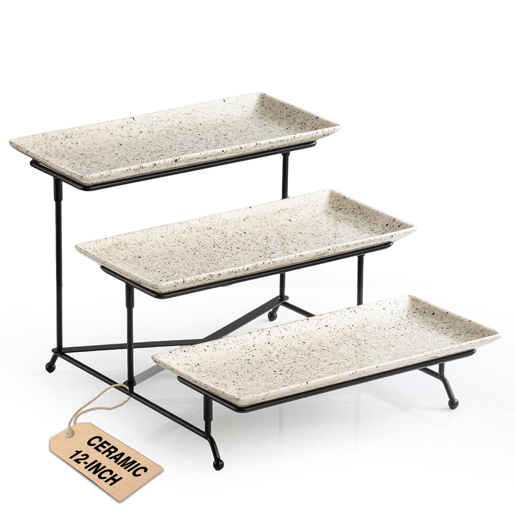 LAUCHUH 3‑Tier Porcelain Serving Tray