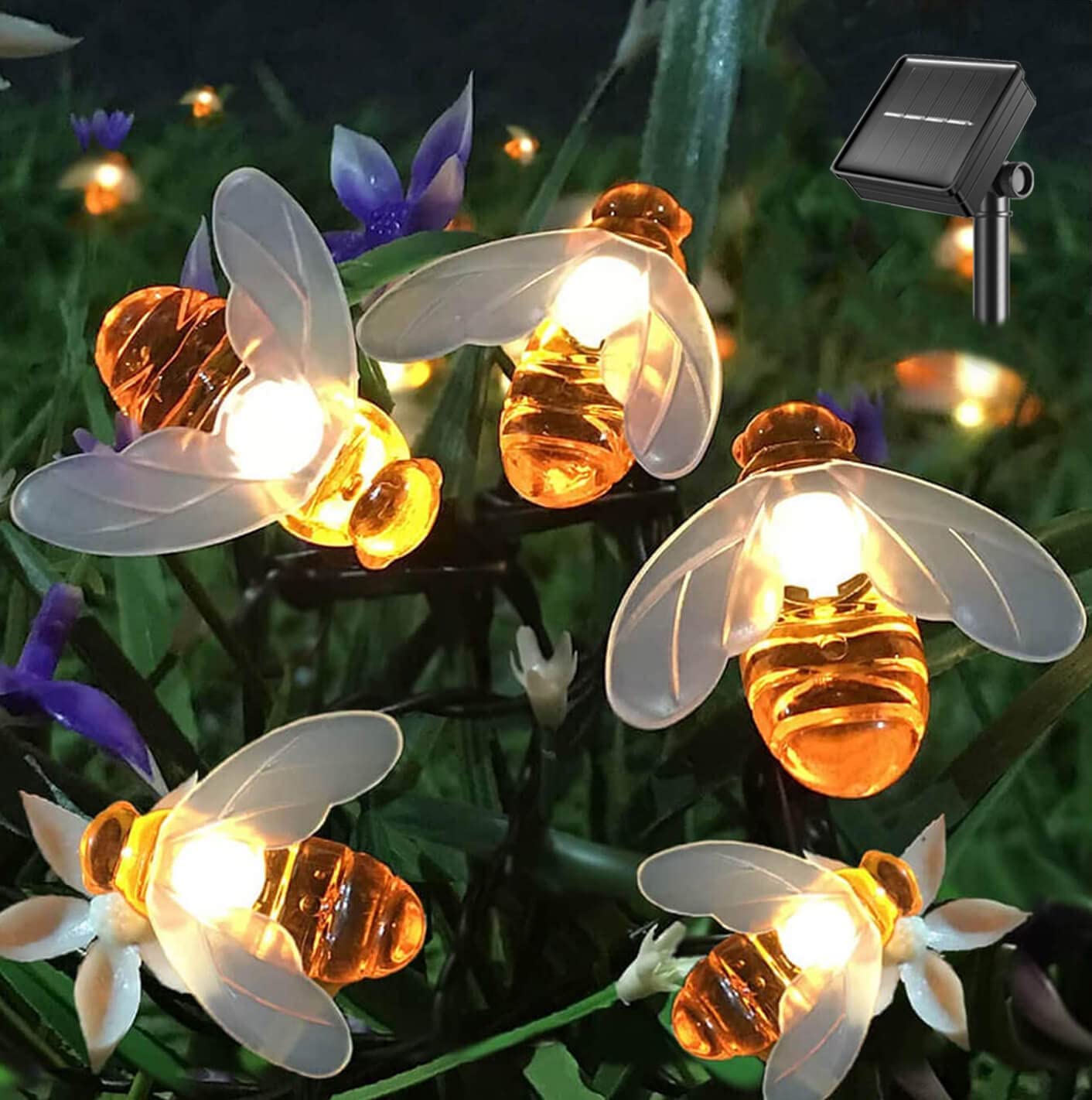 SEMILITS Solar Bumble Bee String Lights