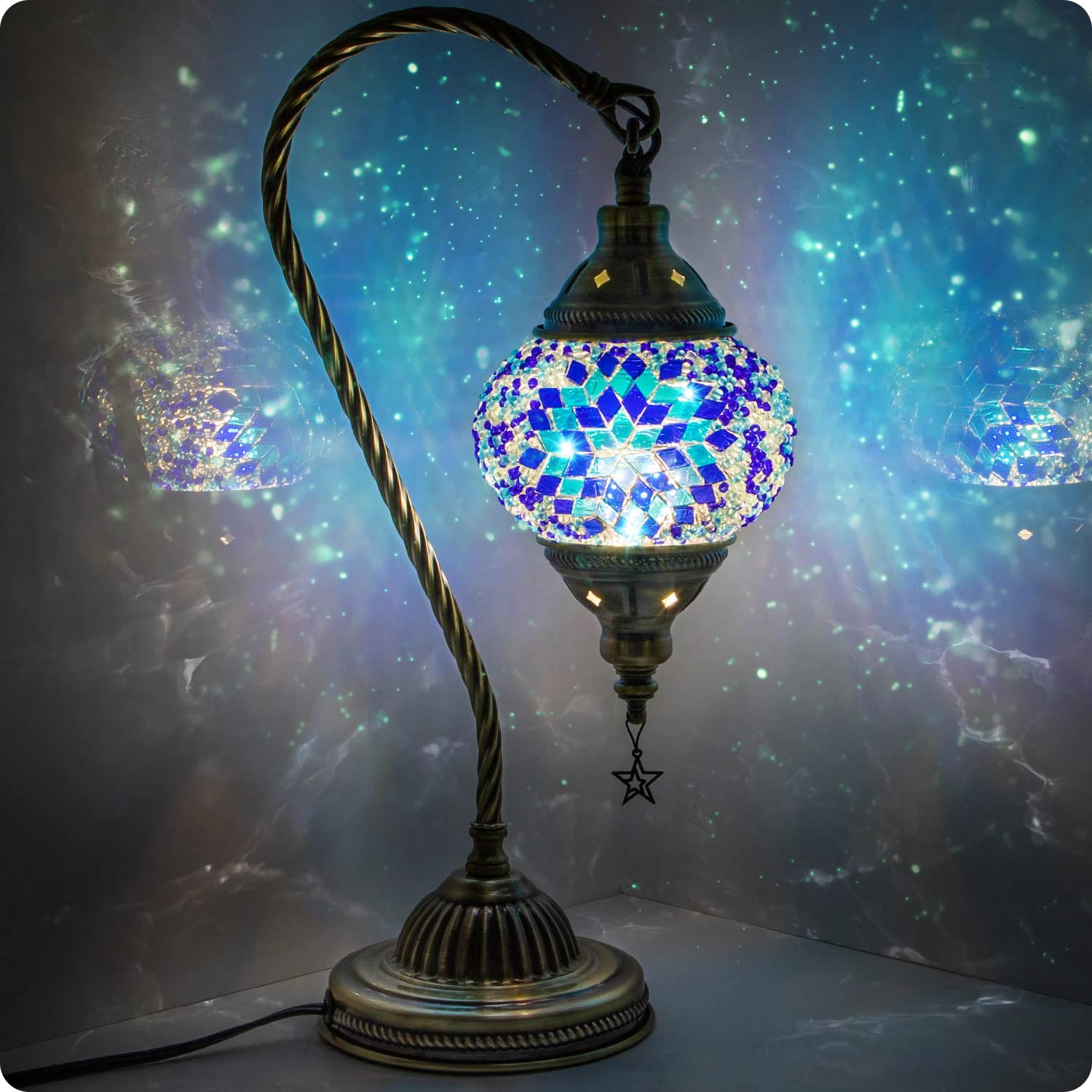 Turkish Mosaic Swan Neck Bedside Lamp