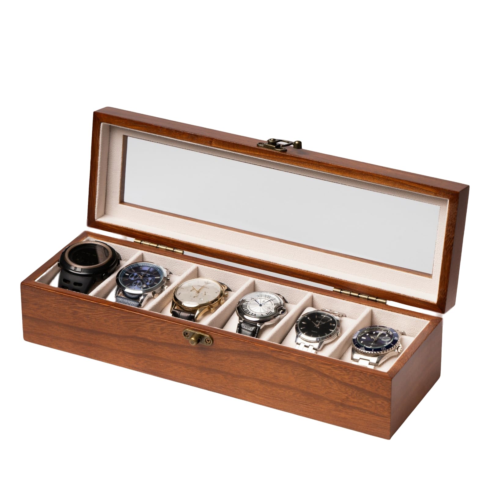 Exper City 6-Slot Walnut Watch Box