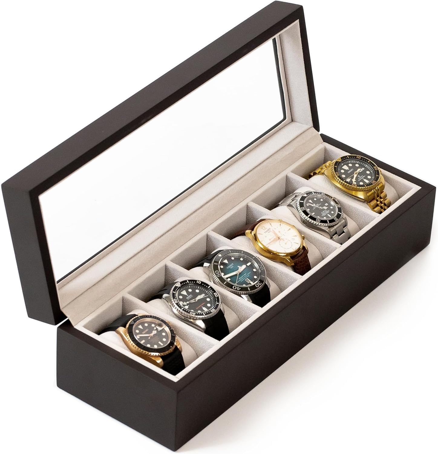 Case Elegance Solid Espresso Wood Watch Box