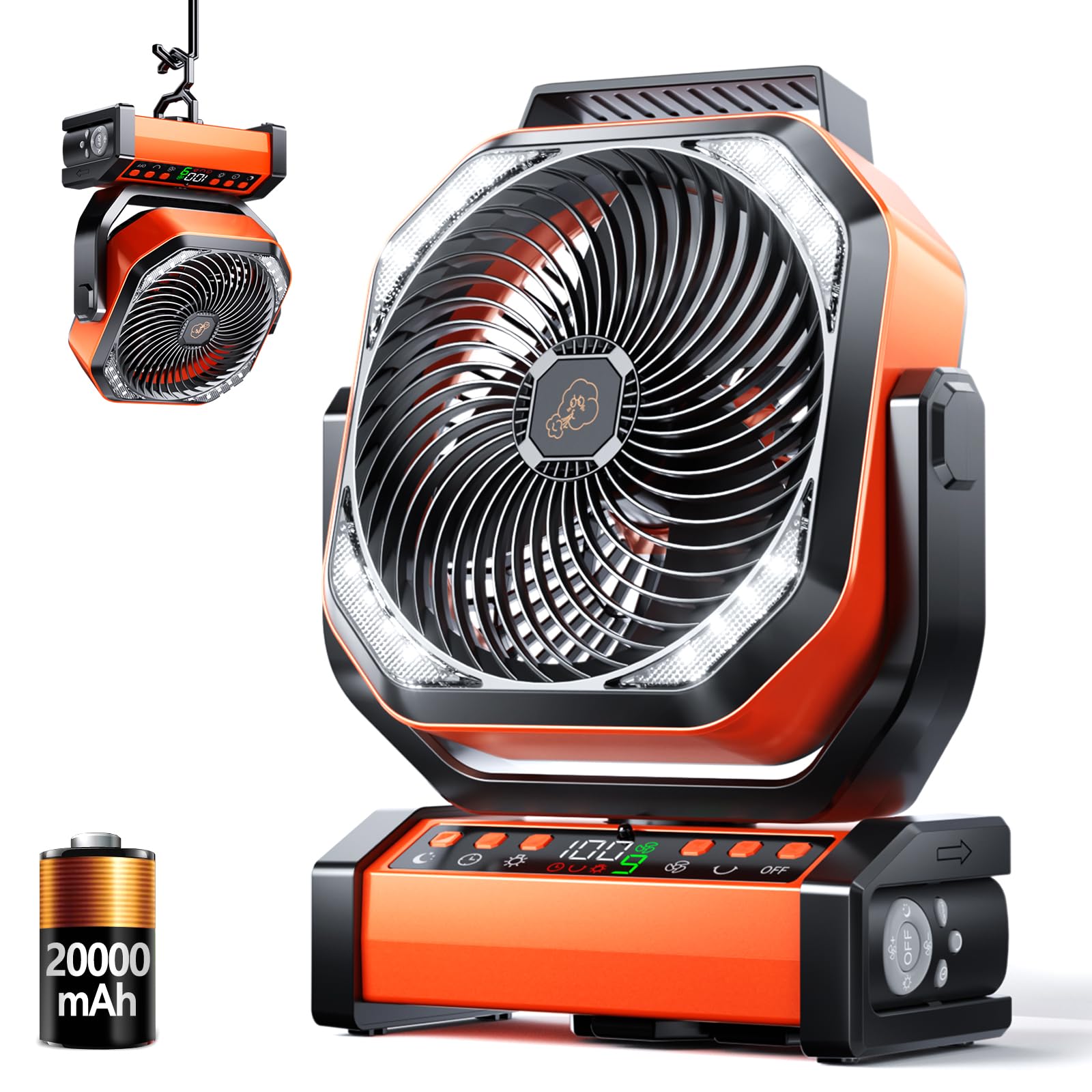 20000mAh Camping Fan with Light